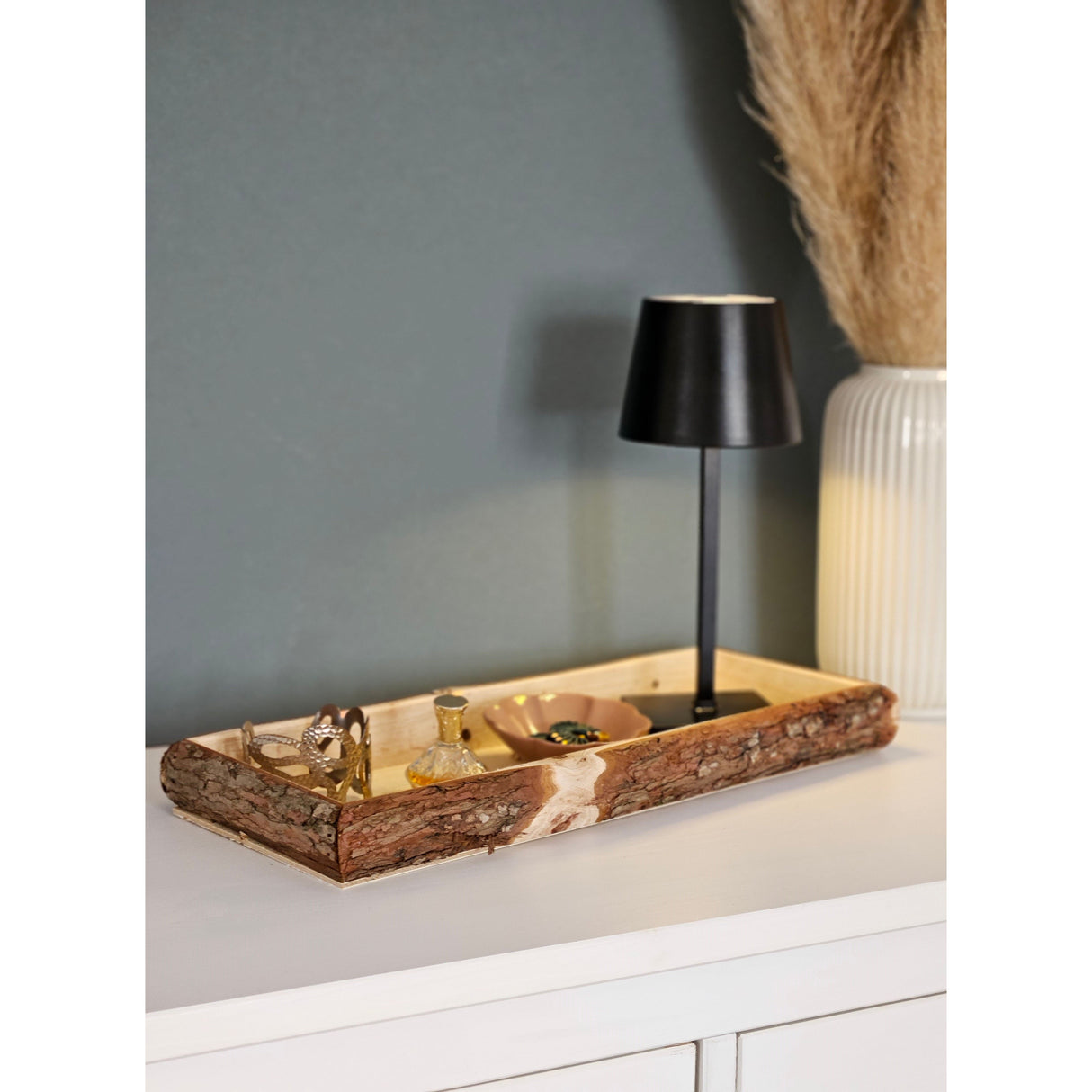 Tray wood natural tree bark decorative board wooden tray bowl serving board oblong