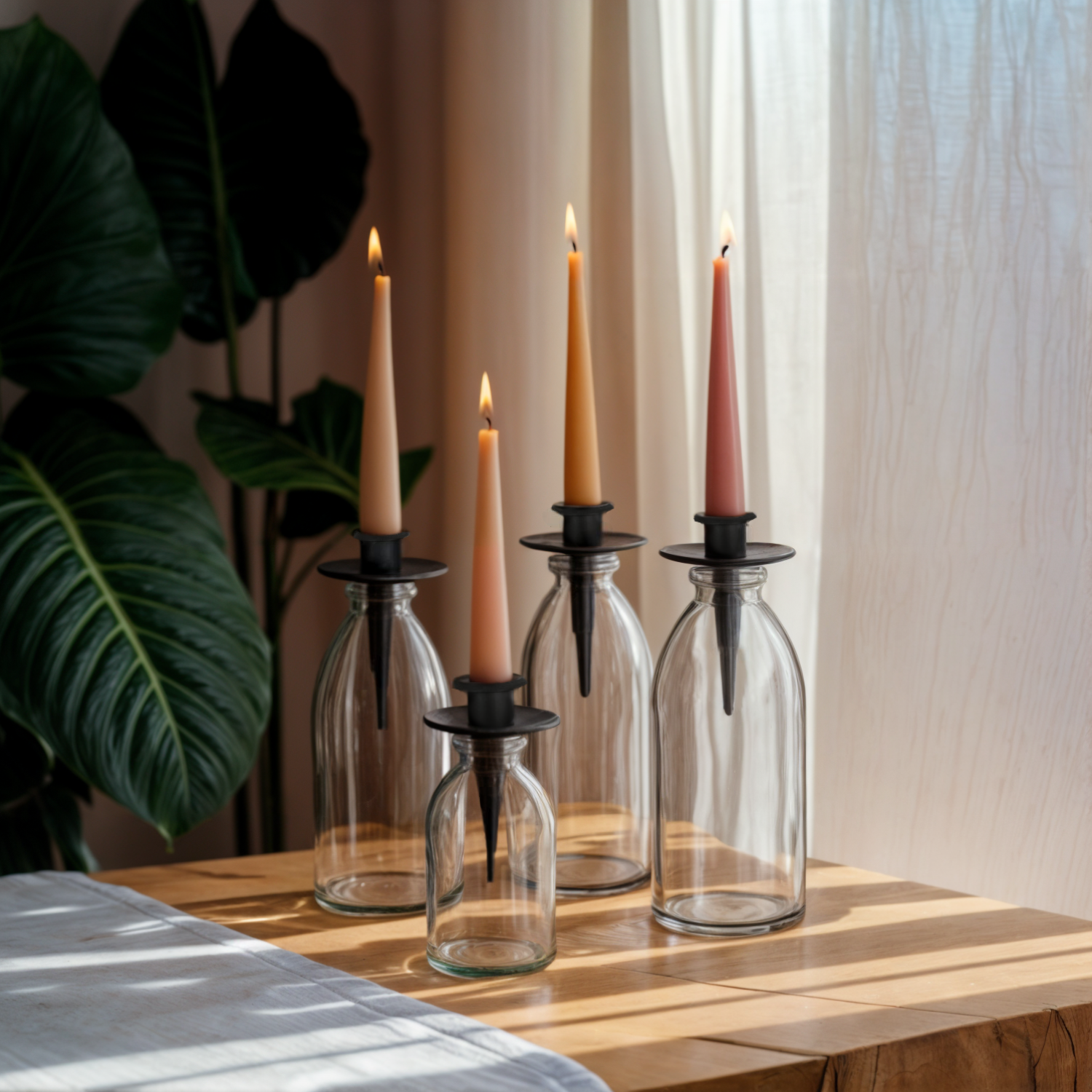 Candle holder for bottles metal black candle holder spout for wreath