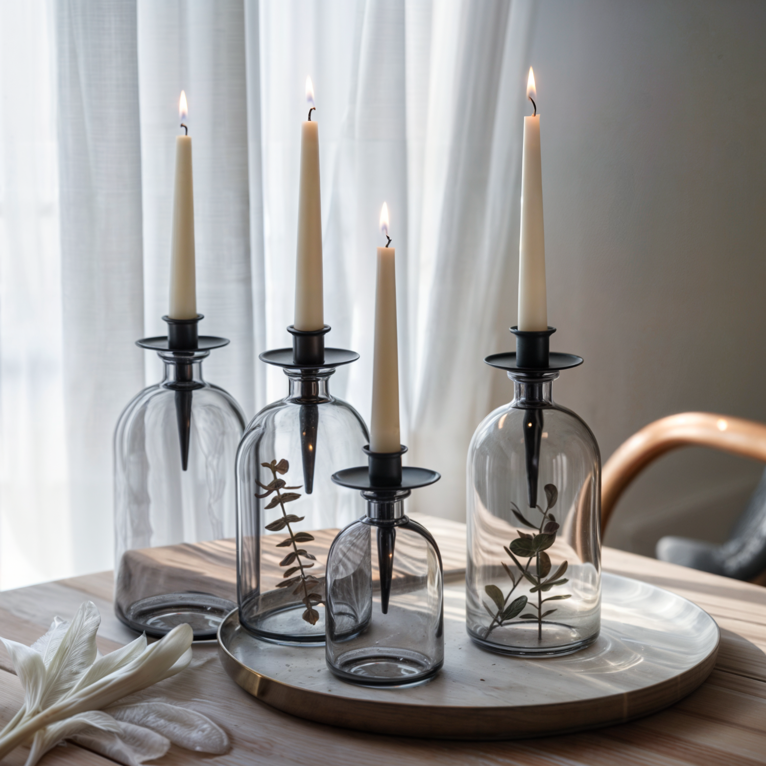 Candle holder for bottles metal black candle holder spout for wreath
