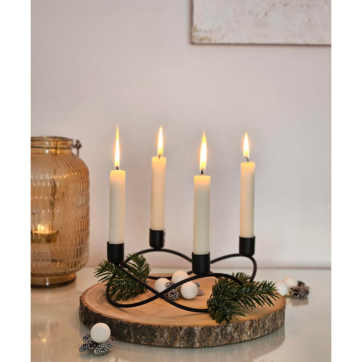 Candlestick black metal candlestick candle holder Advent wreath Ø 21 cm