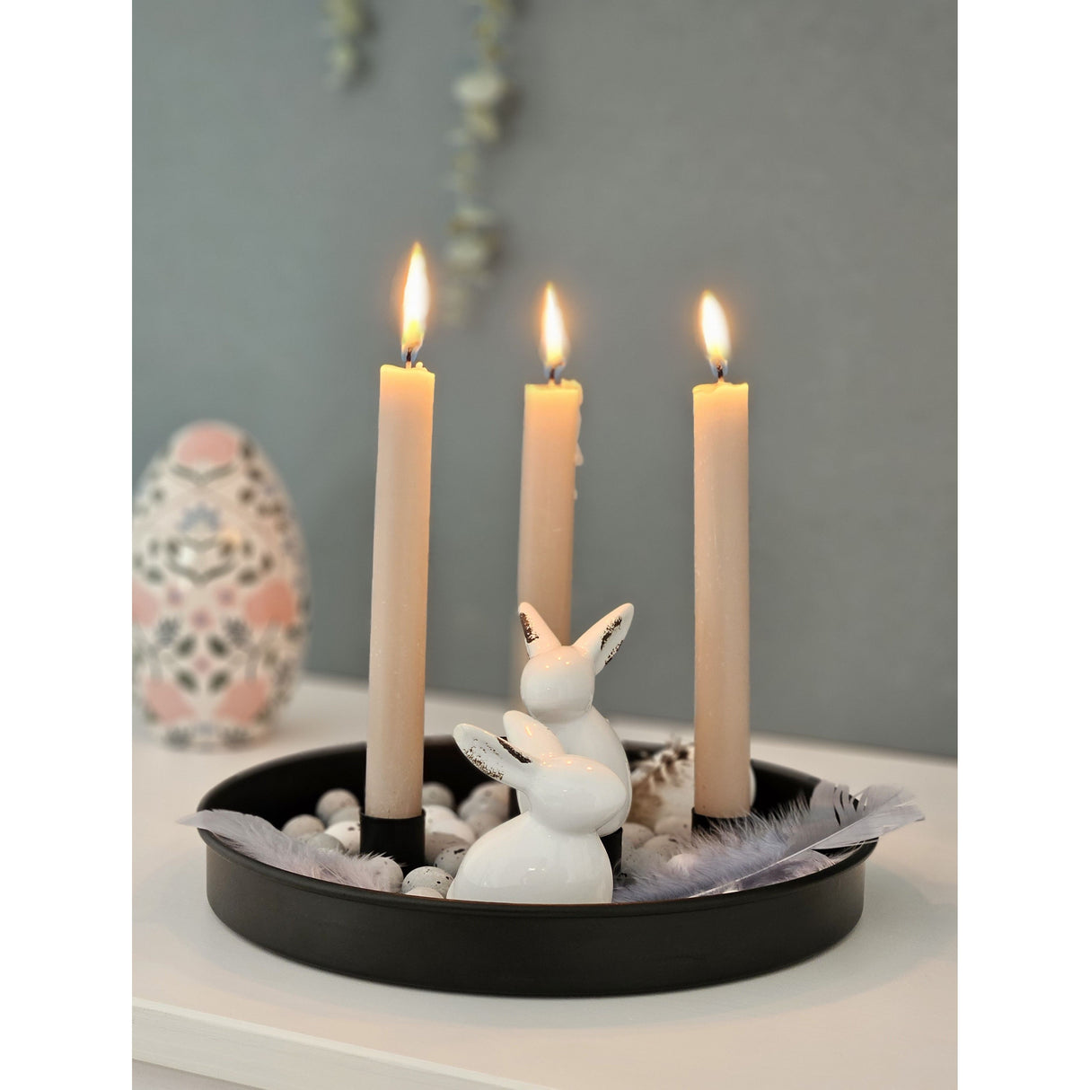 Candle plate candle tray magnetic candle holder tray black metal 25 cm