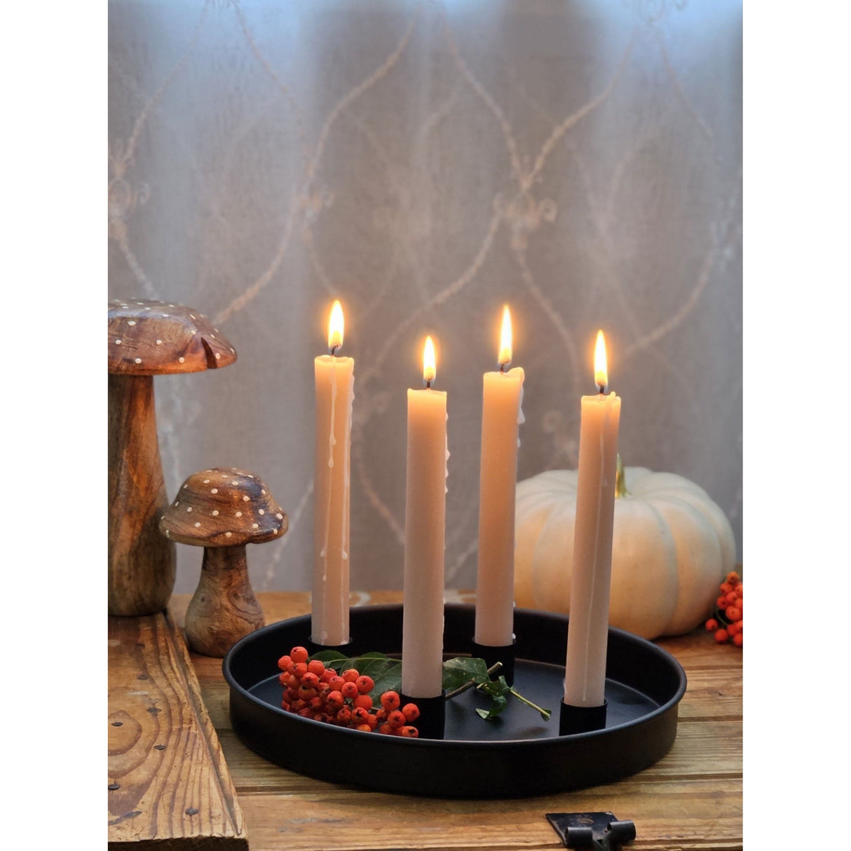 Candle plate candle tray magnetic candle holder tray black metal 25 cm