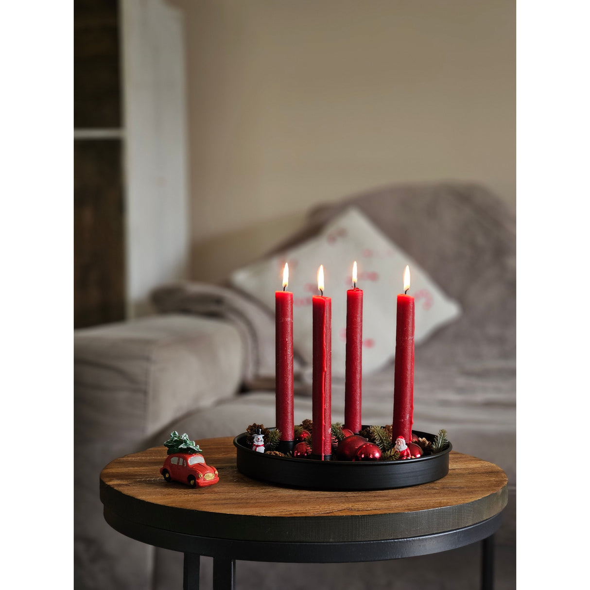 Candle plate candle tray magnetic candle holder tray black metal 25 cm