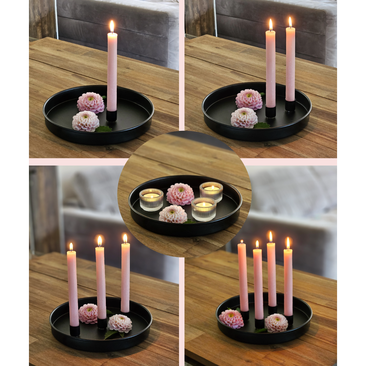Candle plate candle tray magnetic candle holder tray black metal 25 cm