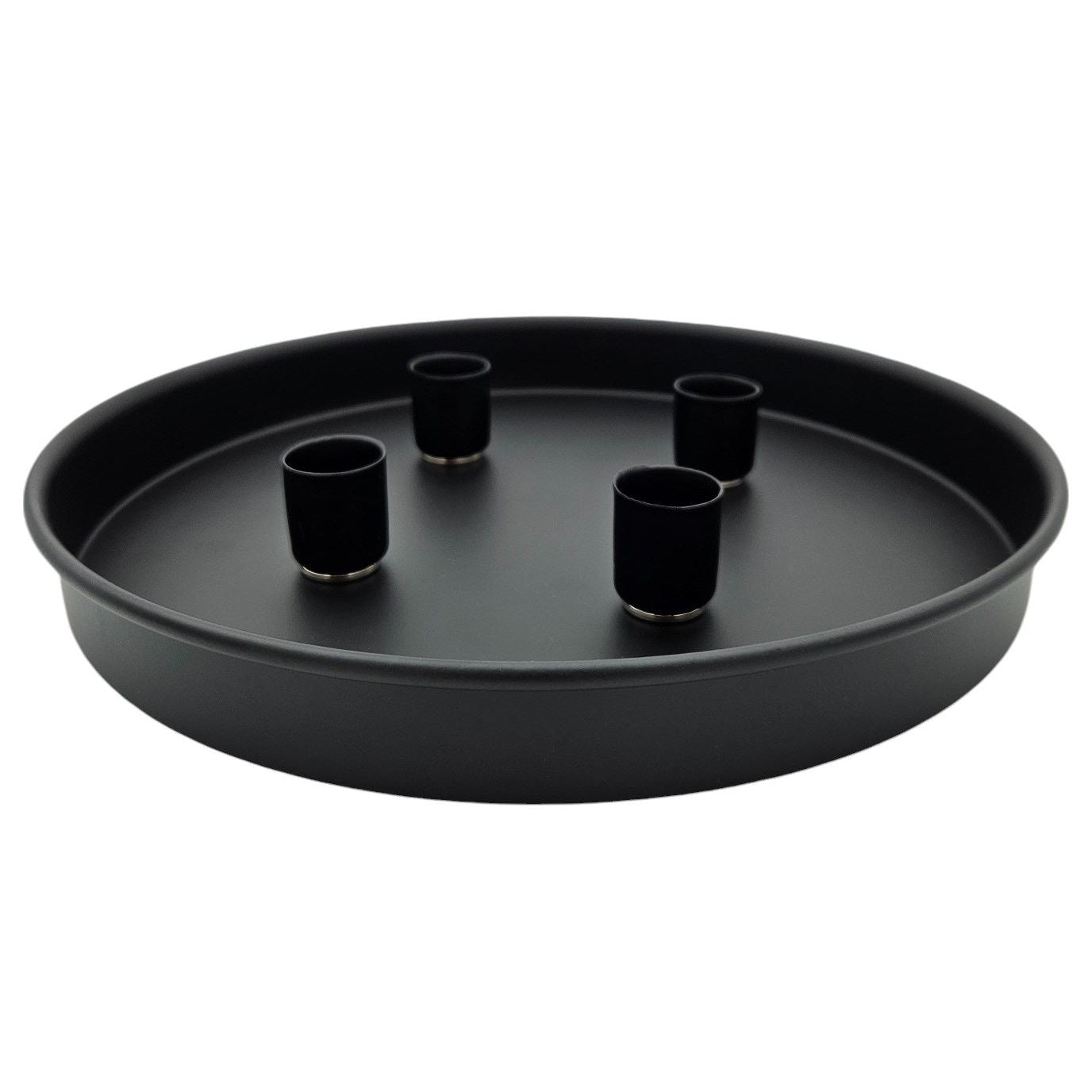 Candle plate candle tray magnetic candle holder tray black metal 25 cm
