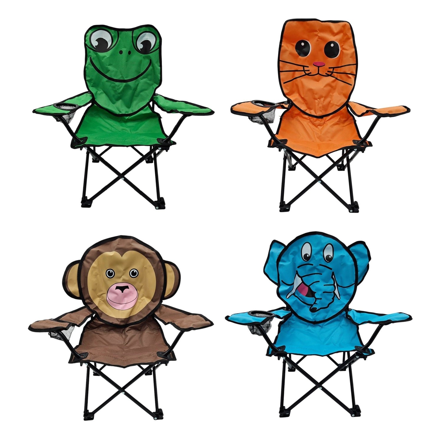 Children's chair camping chair fishing chair foldable monkey bold elephant cat cup holder