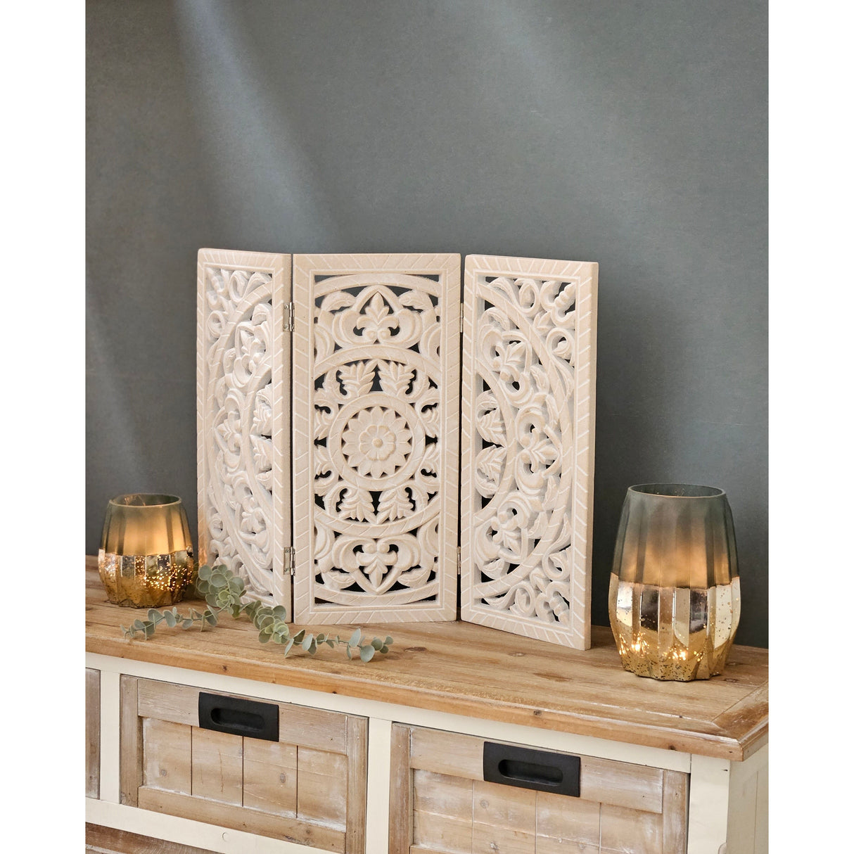 Wooden ornament white 60x45 cm shabby country house mandala wood wooden picture square ornament