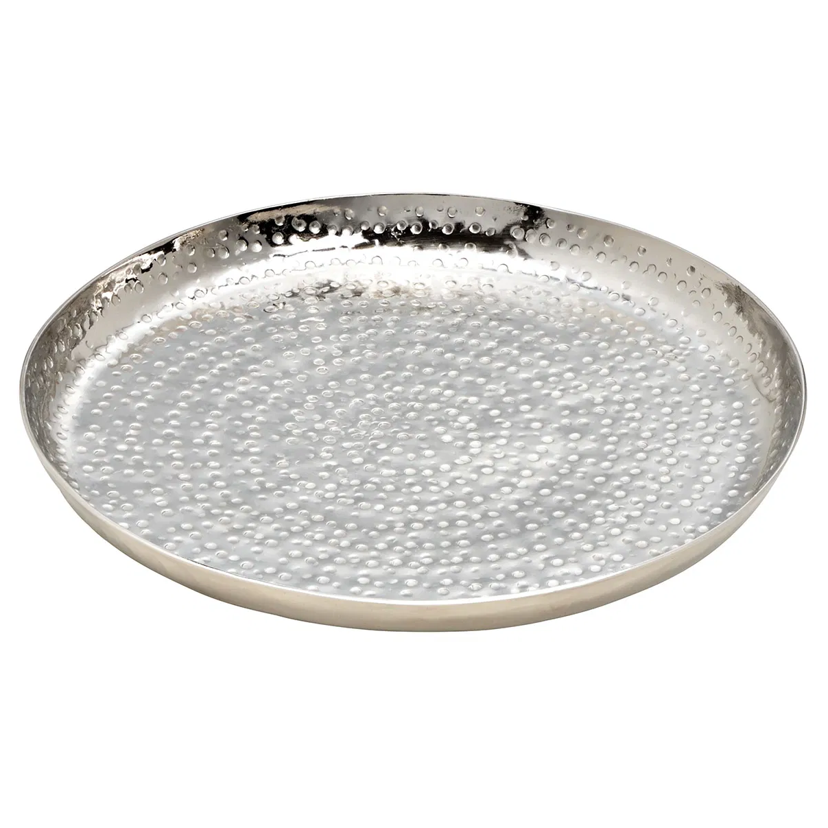 Decorative plate silver metal round hammered candle plate bowl Ø 23 cm
