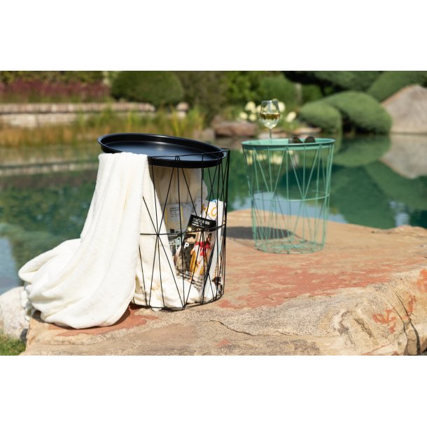 Side table metal table coffee table wire table round black 46x40 cm tray function