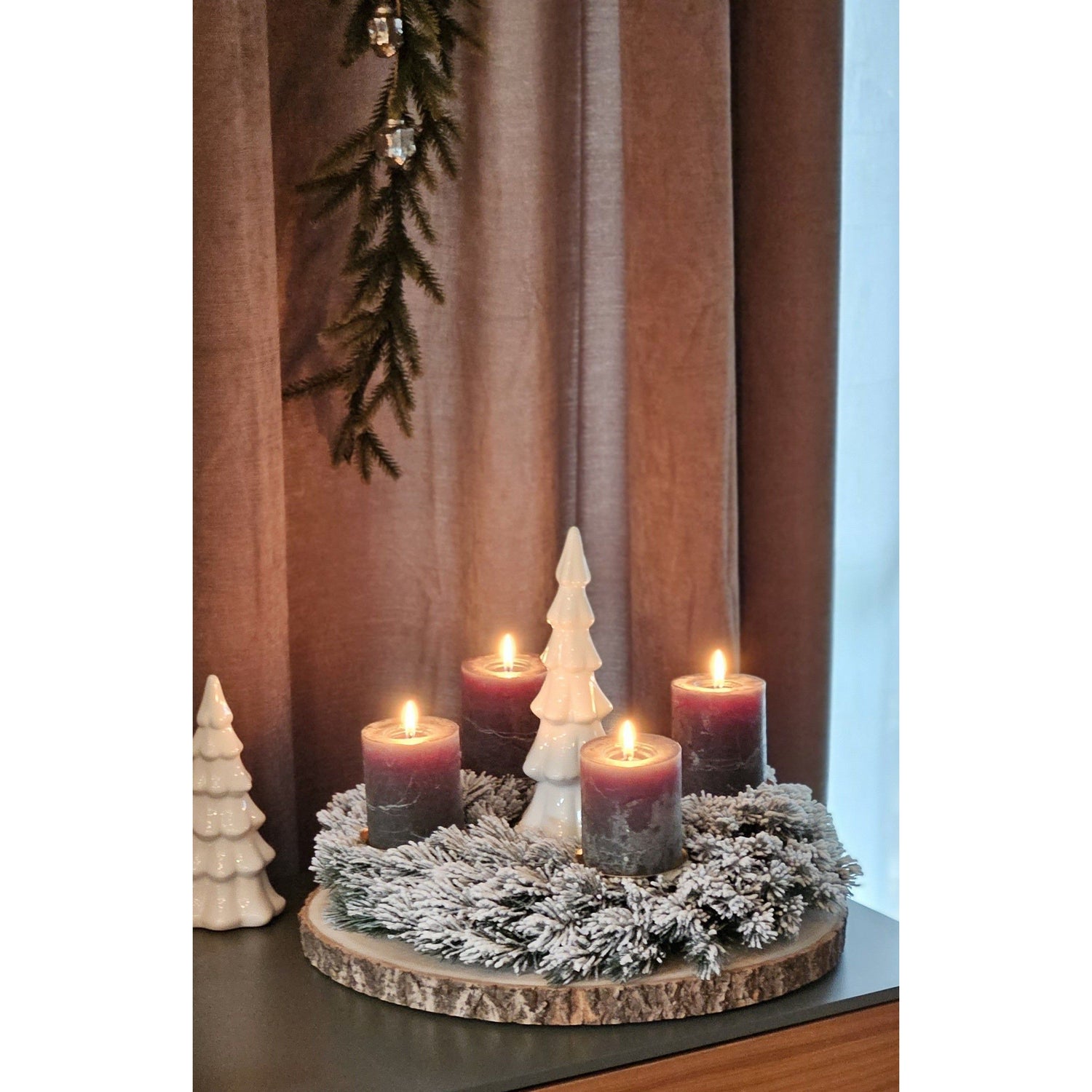 Advent wreath fir wreath Christmas wreath artificial decorative wreath green white Ø 40cm