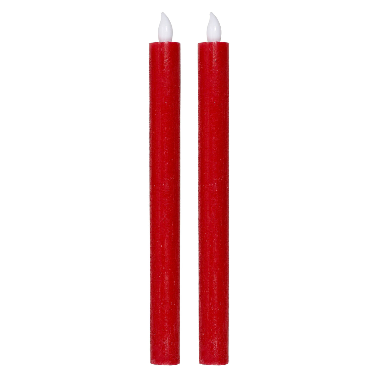 Candle LED set of 2 battery operated warm white flickering stick candles cream red wax