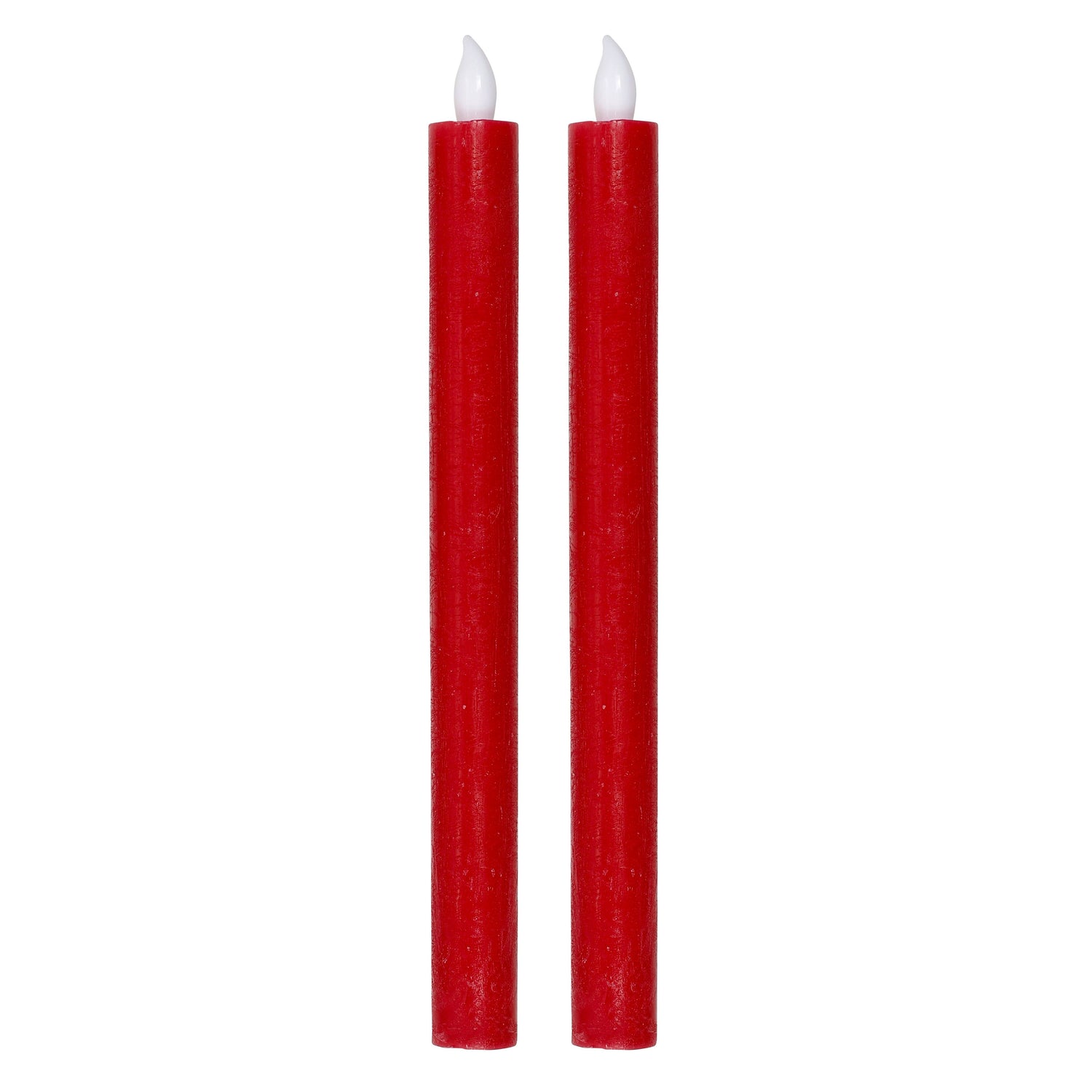 Candle LED set of 2 battery operated warm white flickering stick candles cream red wax