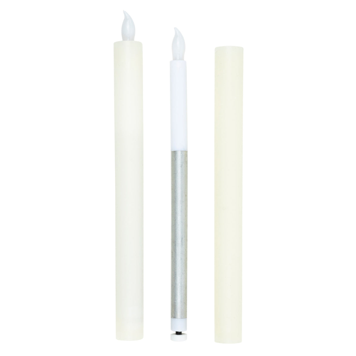 Candle LED set of 2 battery operated warm white flickering stick candles cream red wax
