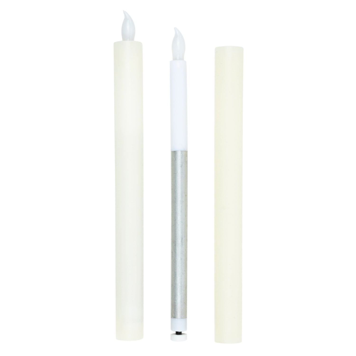 Candle LED set of 2 battery operated warm white flickering stick candles cream red wax