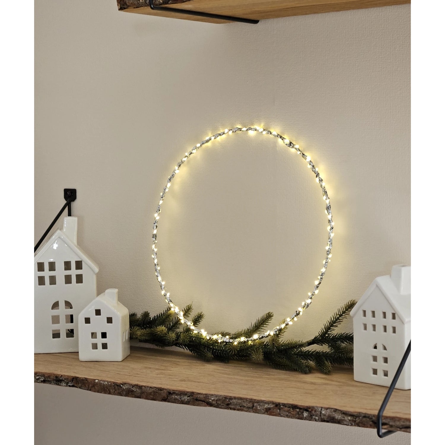 LED Beleuchtung Weihnachten Batterie Lichterkranz Kranz Timer 120 LED 30cm warmweiß