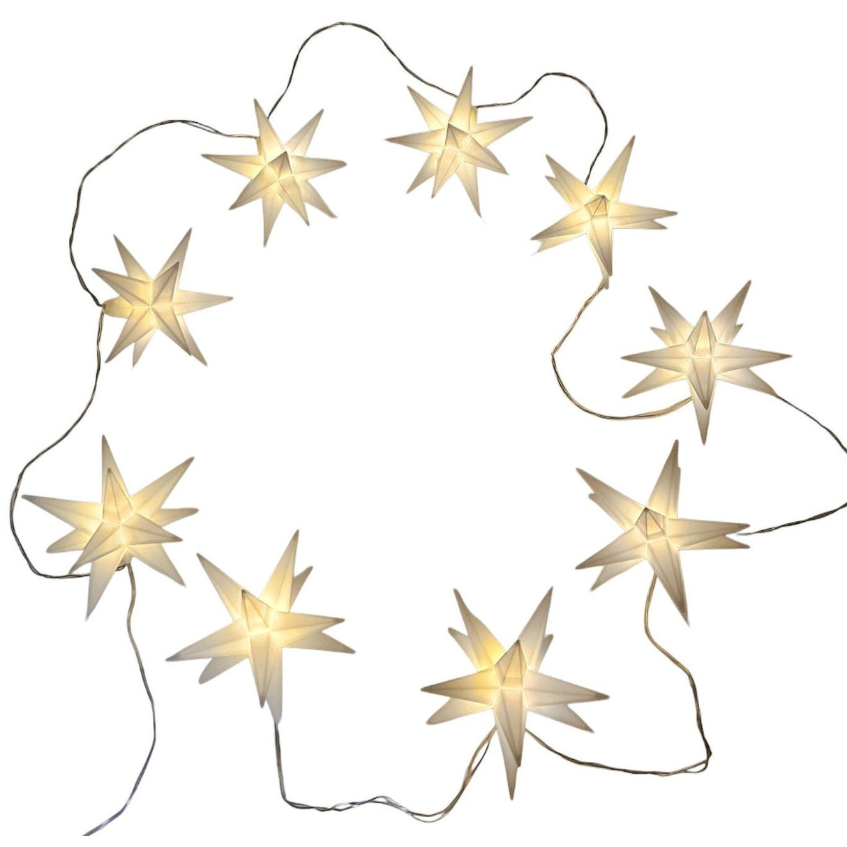 Christmas star LED light chain warm white window 3D stars with plug 740cm