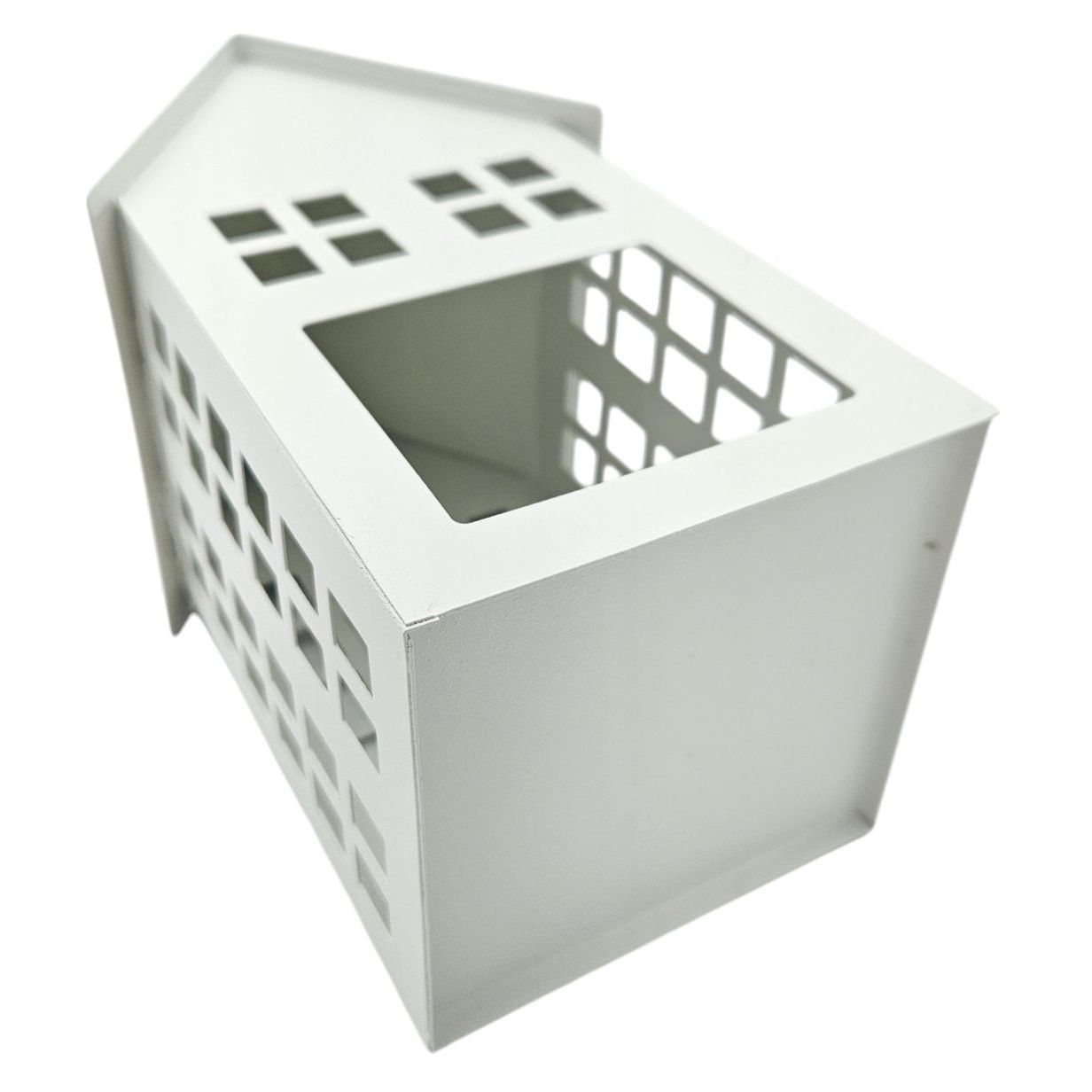 Lantern metal house white set of 2 tealight holders decoration lantern house 21 cm