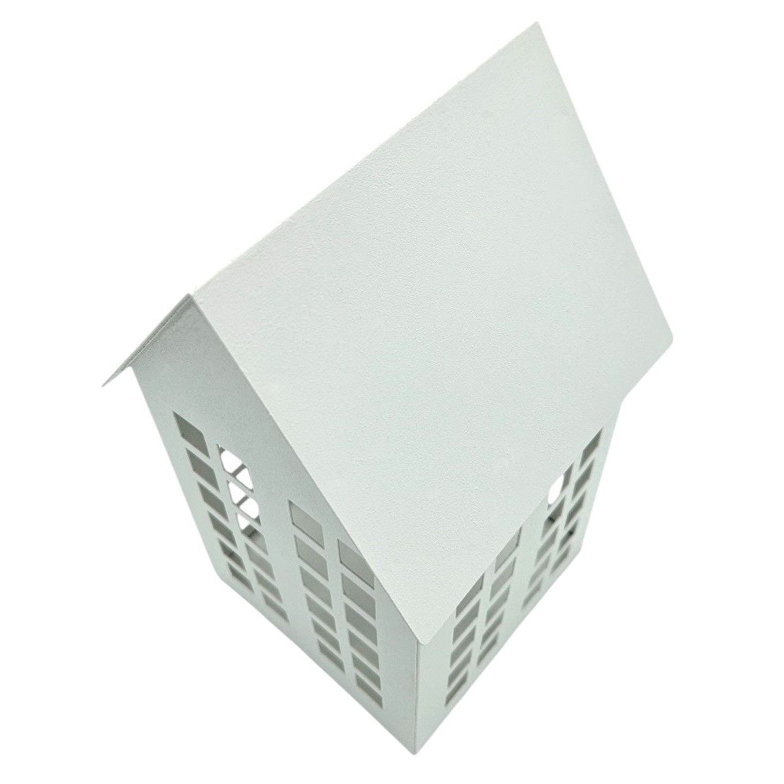 Lantern metal house white set of 2 tealight holders decoration lantern house 21 cm