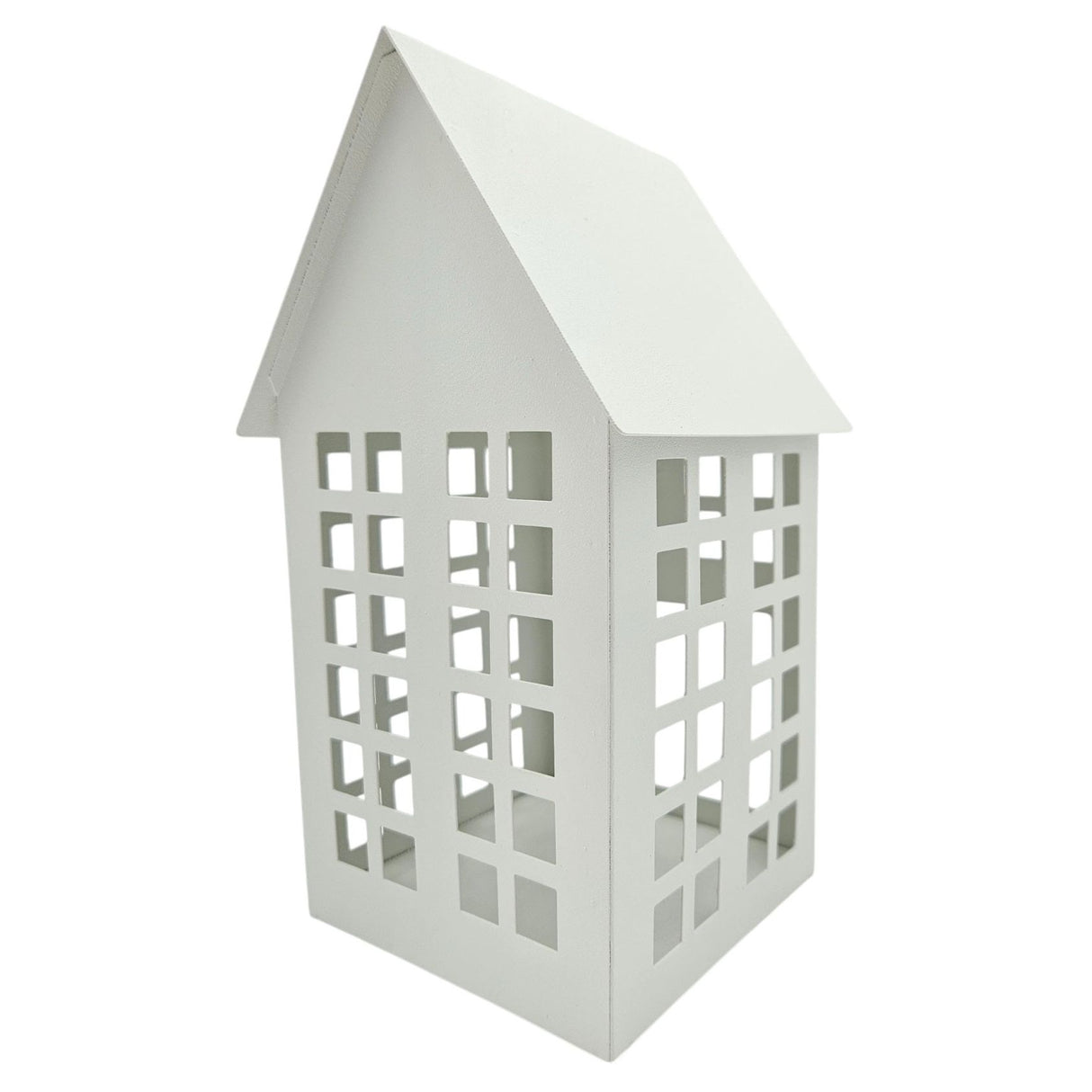 Lantern metal house white set of 2 tealight holders decoration lantern house 21 cm