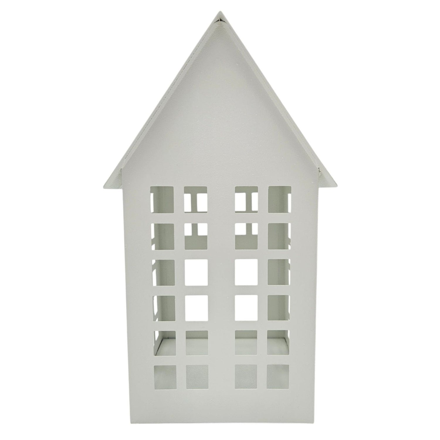 Lantern metal house white set of 2 tealight holders decoration lantern house 21 cm