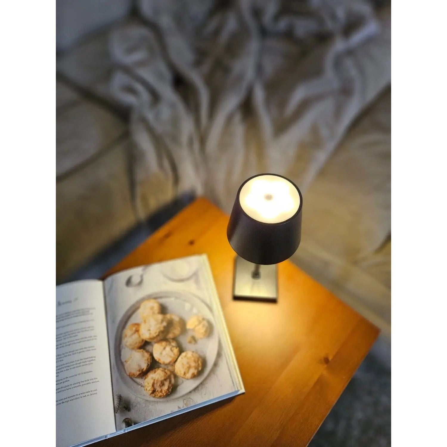 Tischleuchte Touch dimmbar LED Lampe schwarz kabellos Höhe 26 cm