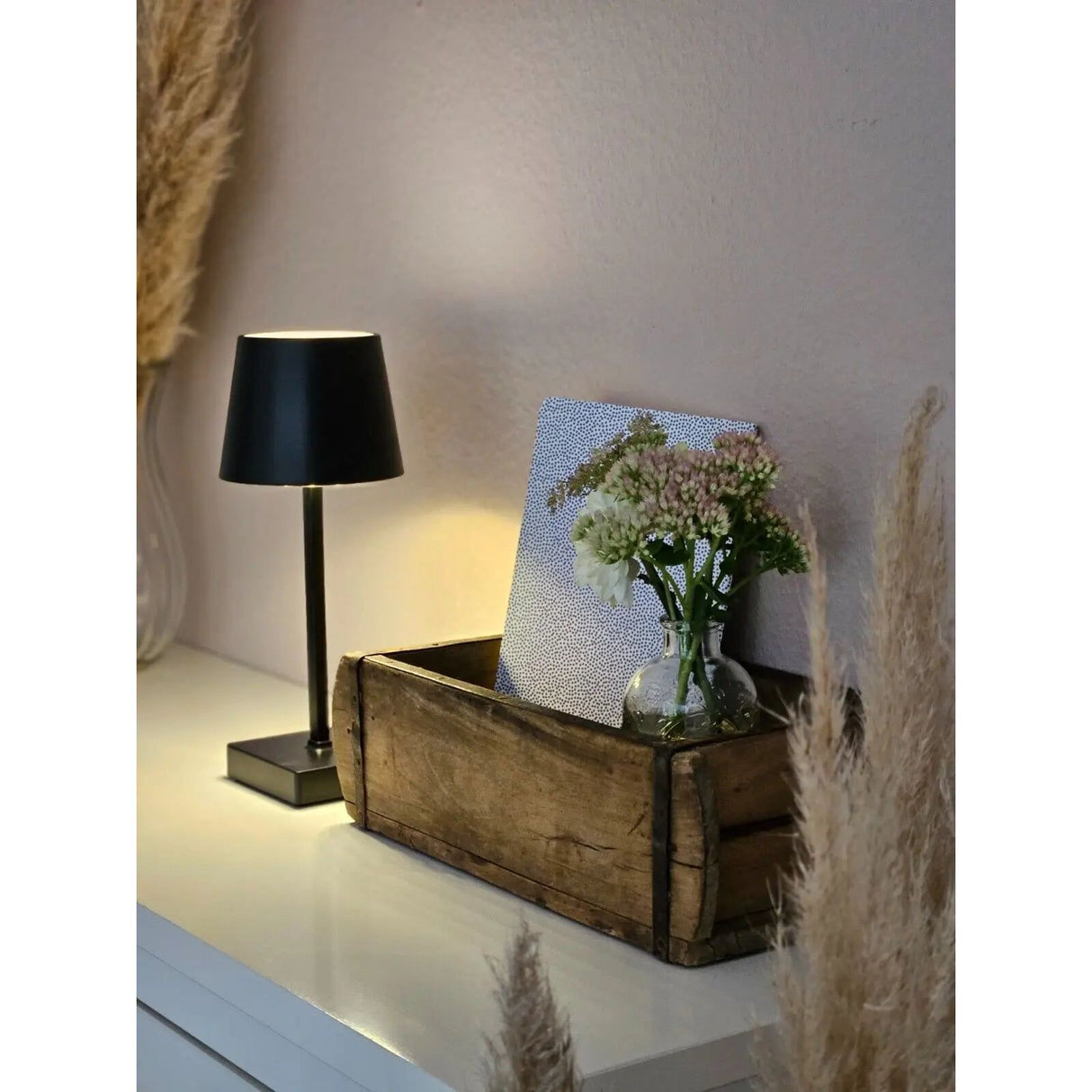 Tischleuchte Touch dimmbar LED Lampe schwarz kabellos Höhe 26 cm