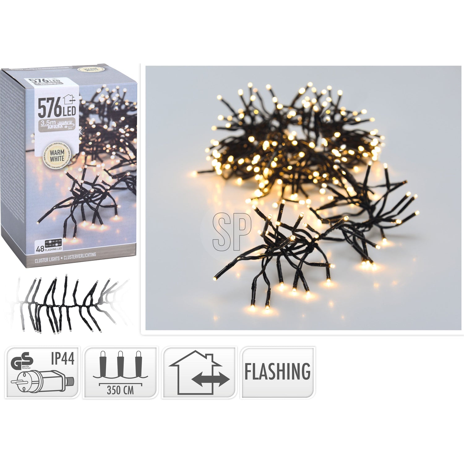 Christmas tree light chain LED indoor-outdoor lighting warm white long 350 cm