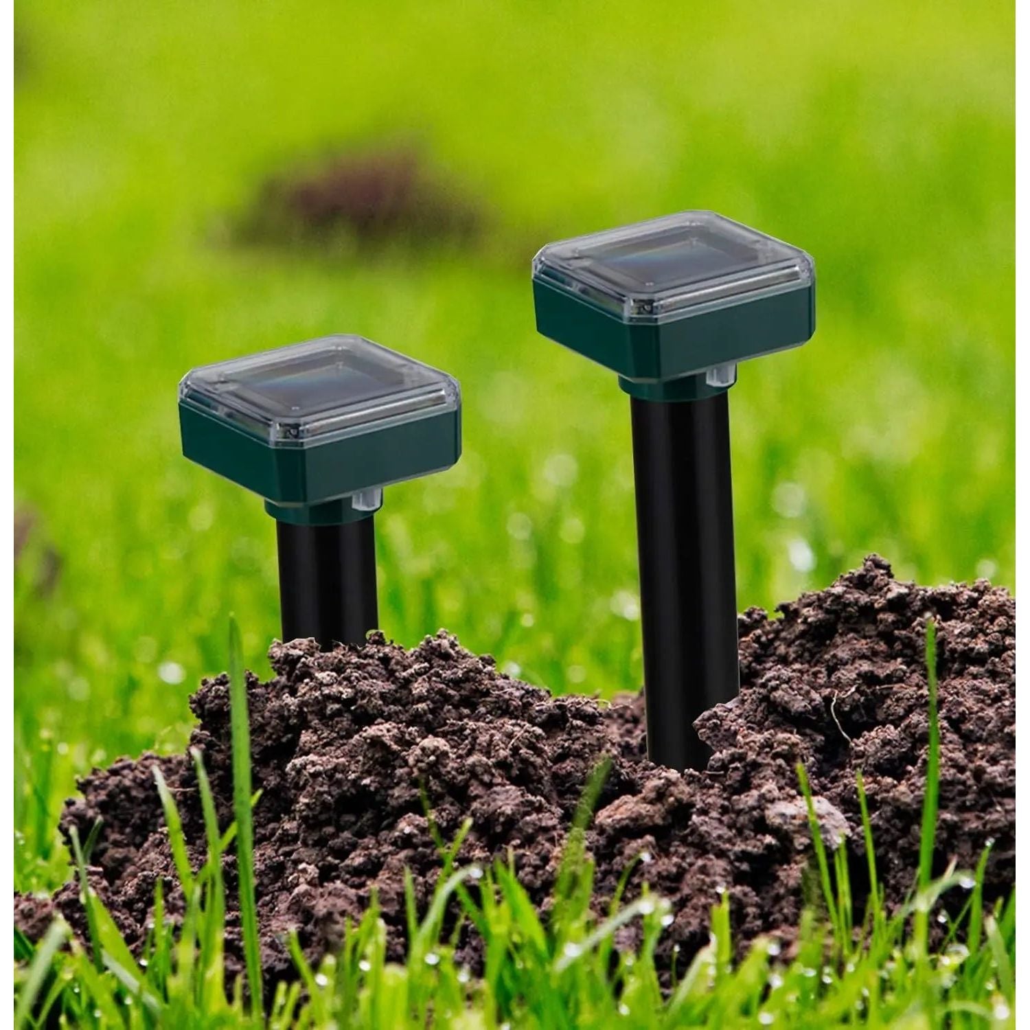 2x Mole Repeller Vole Repellent Solar 600m²