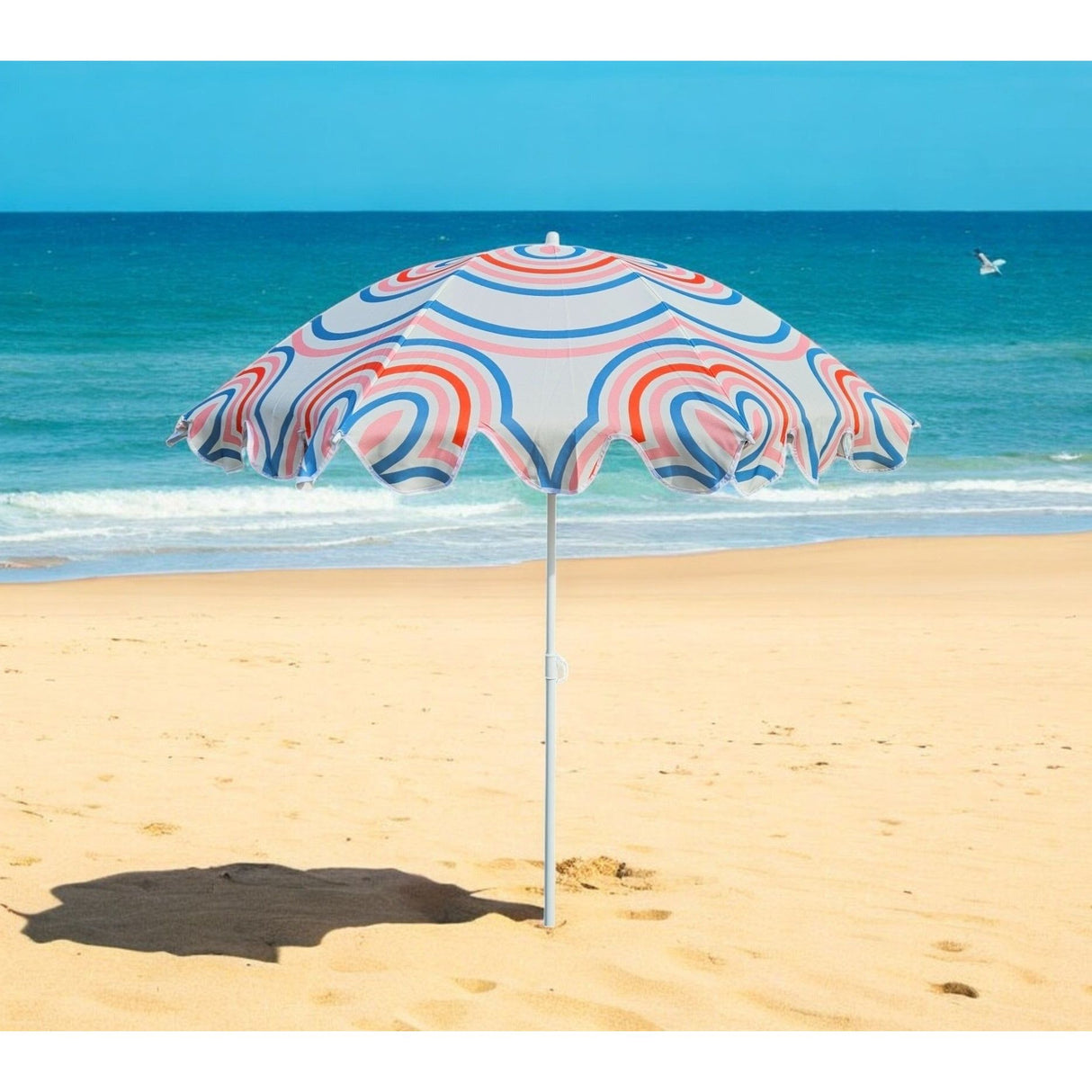 Parasol beach umbrella UV 30+ balcony umbrella green blue circles stripes
