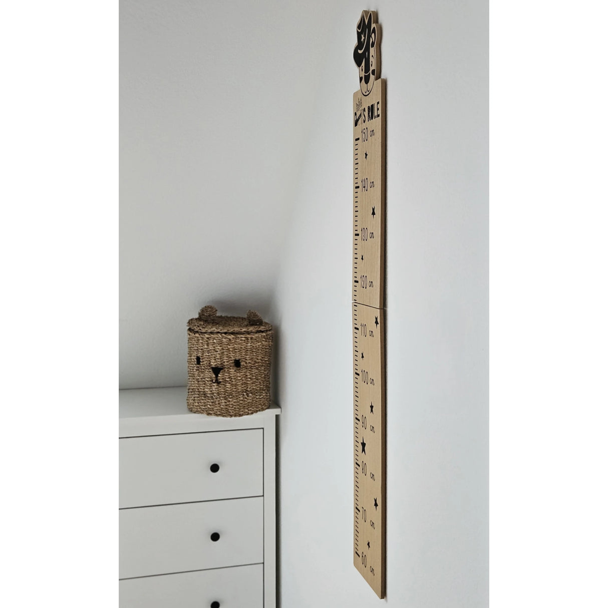 Messlatte Kinder Holz 60-150 cm Größenmesser Jungen und Mädchen Pandabär Tiger Zebra
