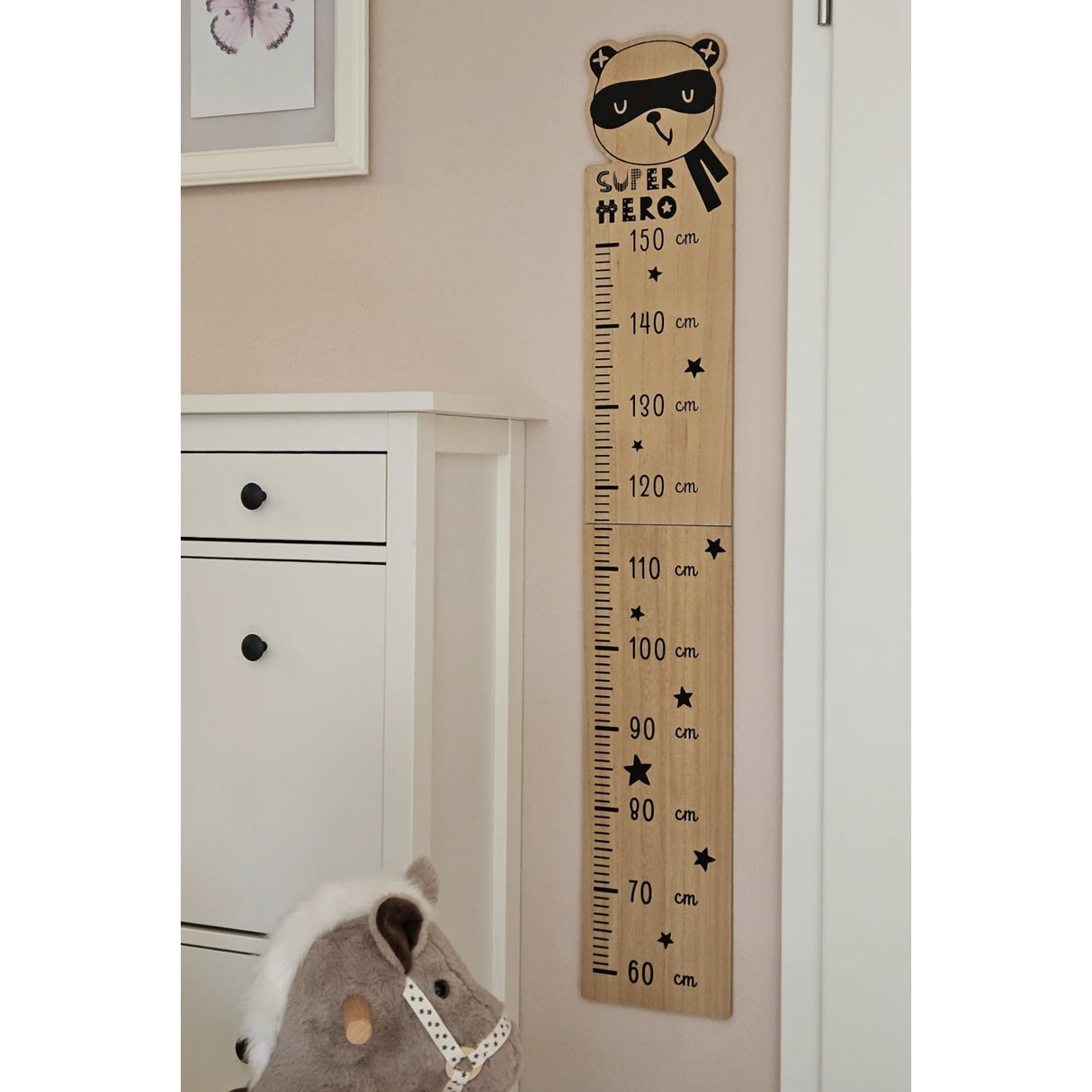 Messlatte Kinder Holz 60-150 cm Größenmesser Jungen und Mädchen Pandabär Tiger Zebra