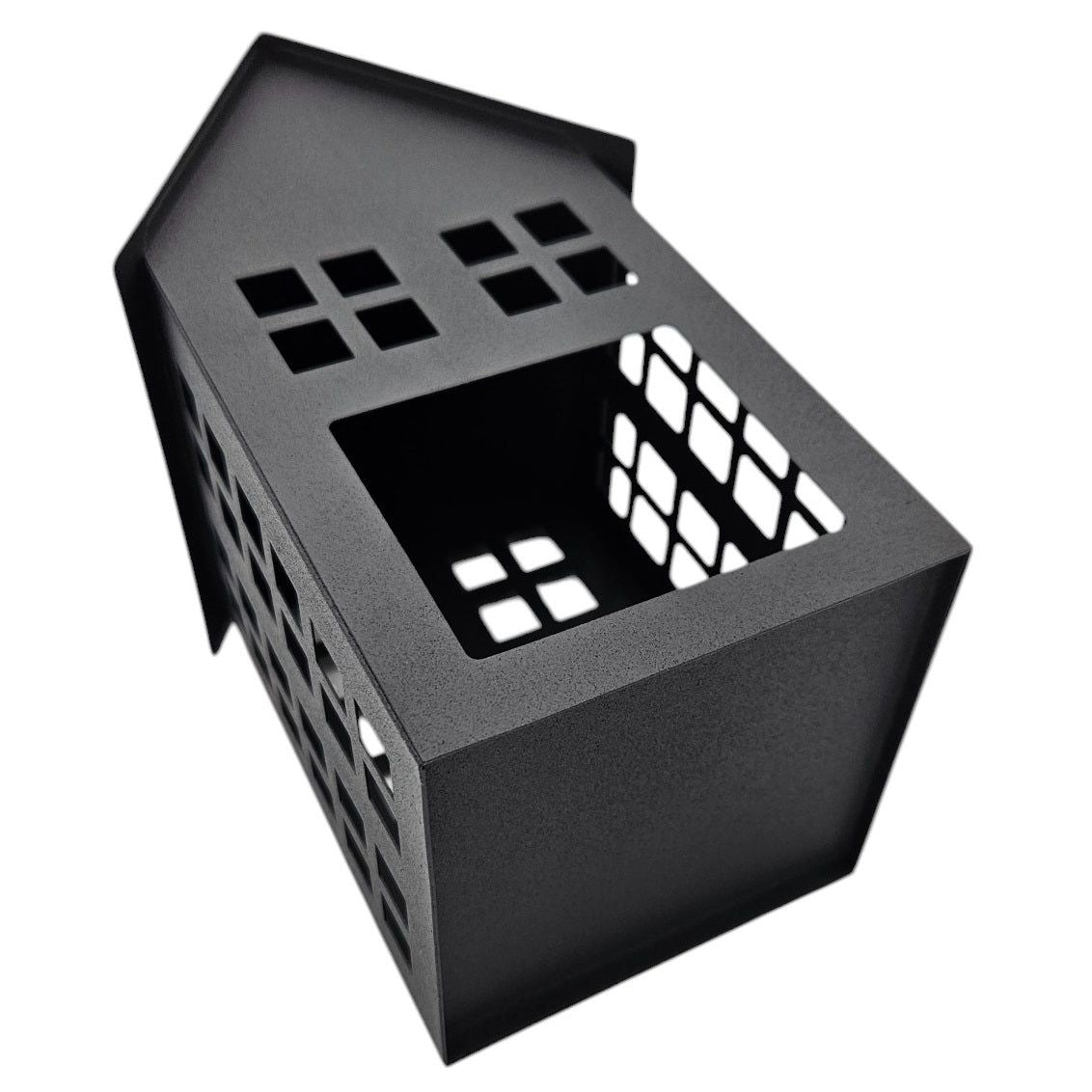 Lantern metal house black set of 2 tealight holders decoration lantern house 21 cm