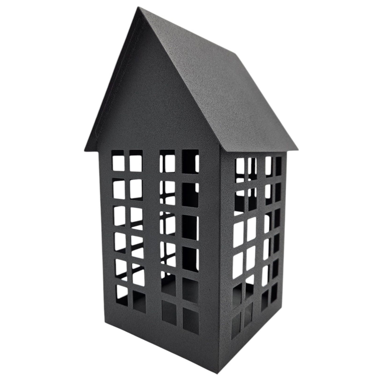 Lantern metal house black set of 2 tealight holders decoration lantern house 21 cm