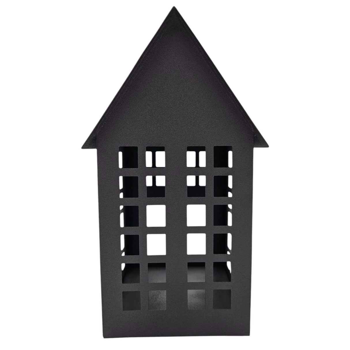 Lantern metal house black set of 2 tealight holders decoration lantern house 21 cm