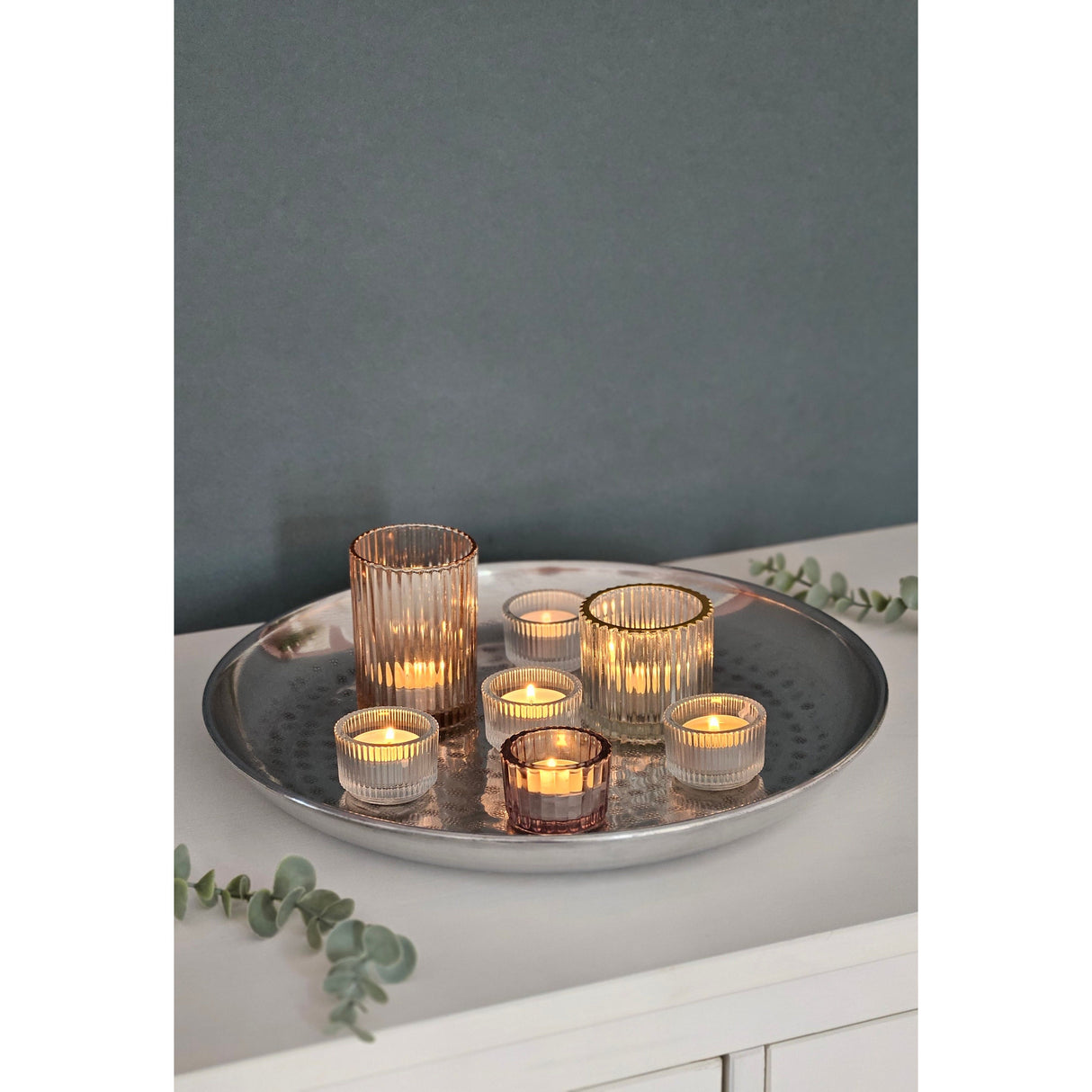 Decorative plate decorative bowl silver metal bowl hammered unique candle tray candle bowl