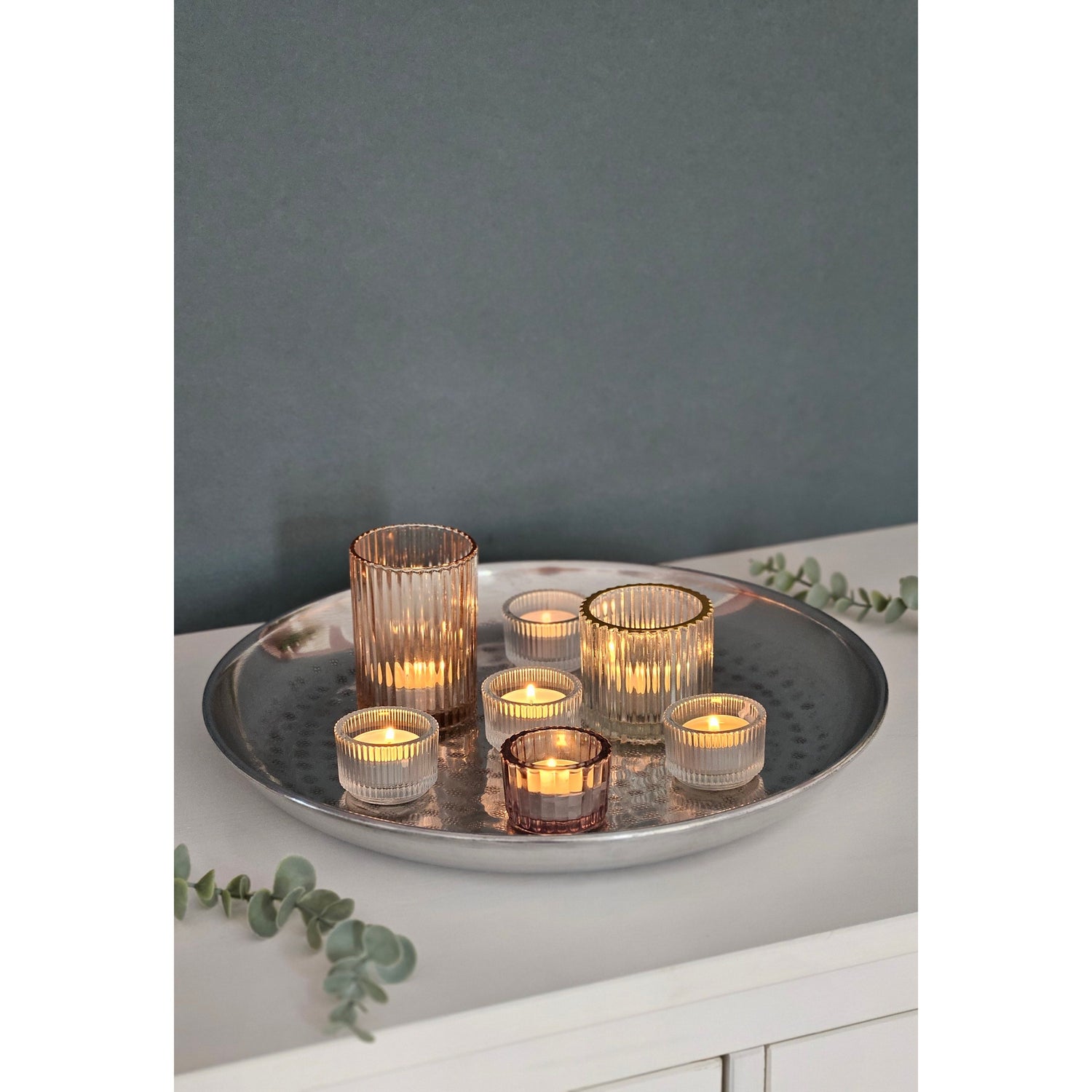 Decorative plate decorative bowl silver metal bowl hammered unique candle tray candle bowl