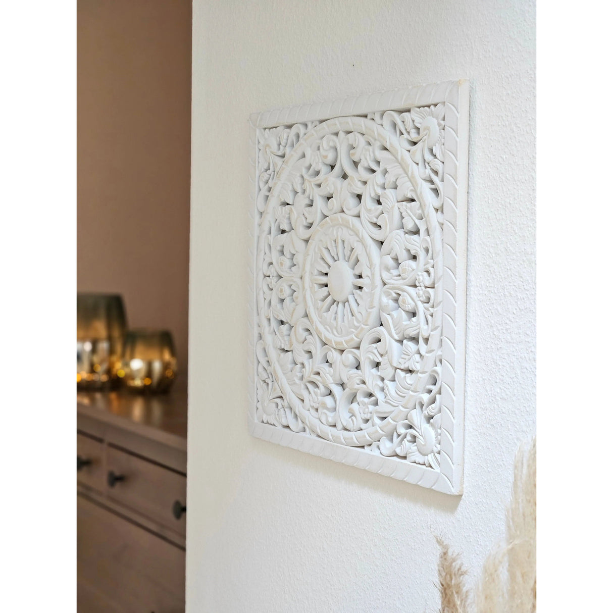 Wall ornament wood white 40 x 40 cm shabby country house ornament wooden ornament wooden picture