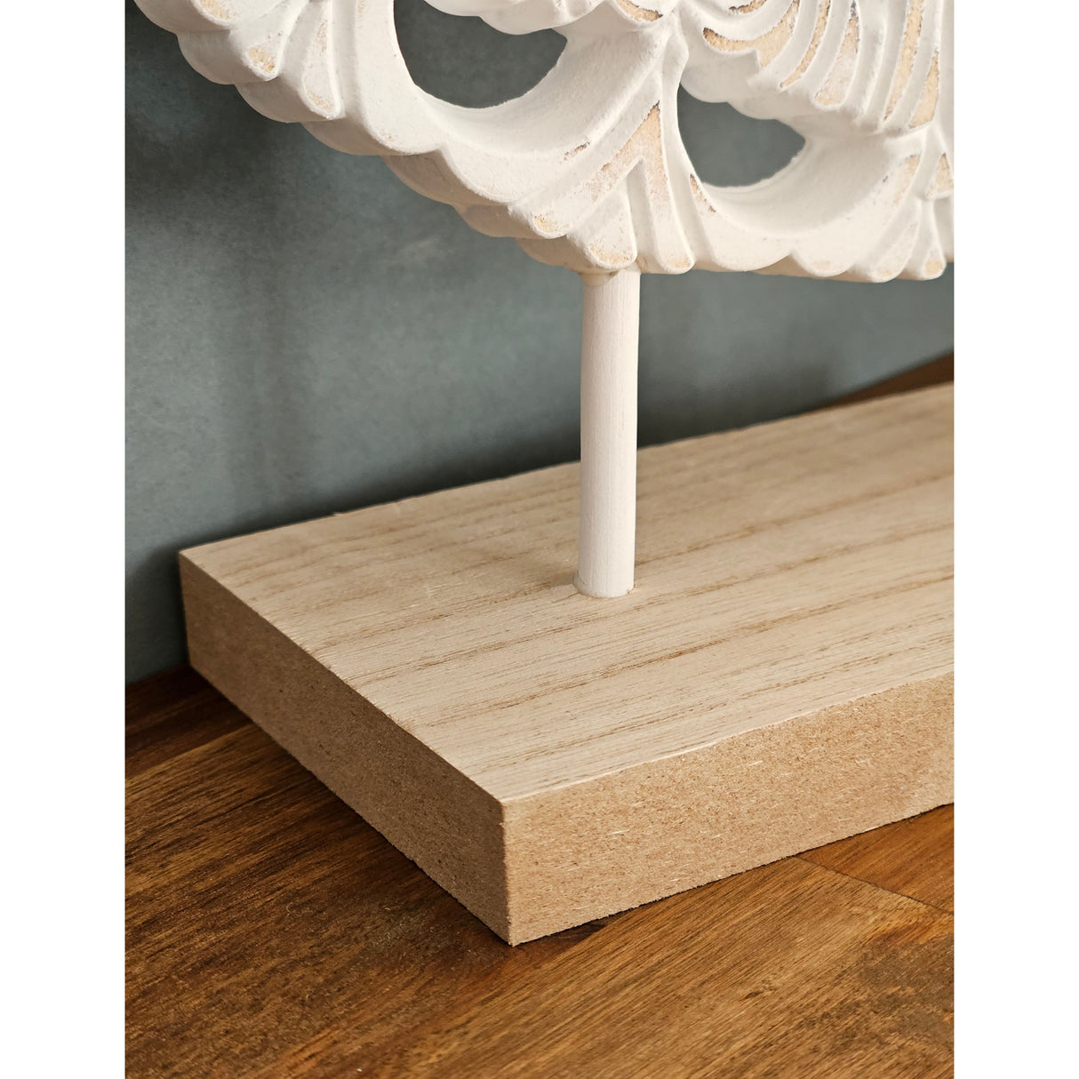 Ornament with base stand wooden picture shabby vintage flower pattern round Ø 23cm