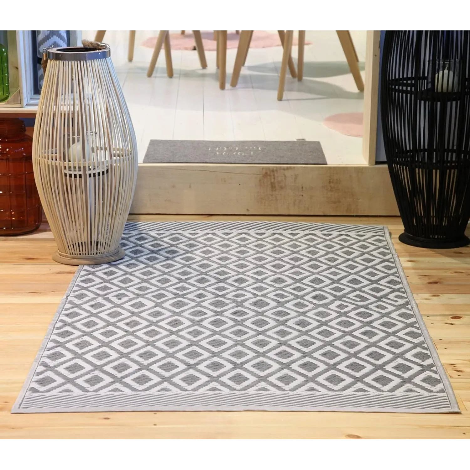 Outdoor carpet balcony carpet outside balcony terrace 150x90 cm black gray beige (gray)