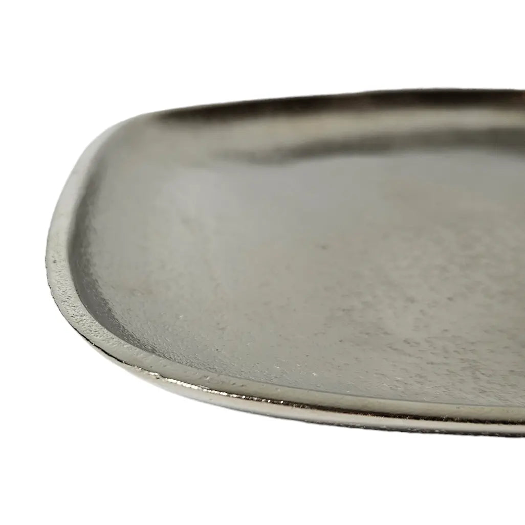 Decorative plate metal silver decorative bowl metal plate decorative bowl plate 25 x 22 cm