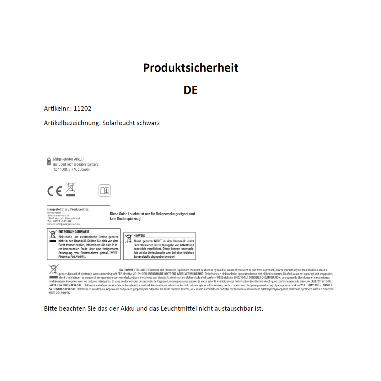 Solar light metal garden light garden lighting warm white black LED light