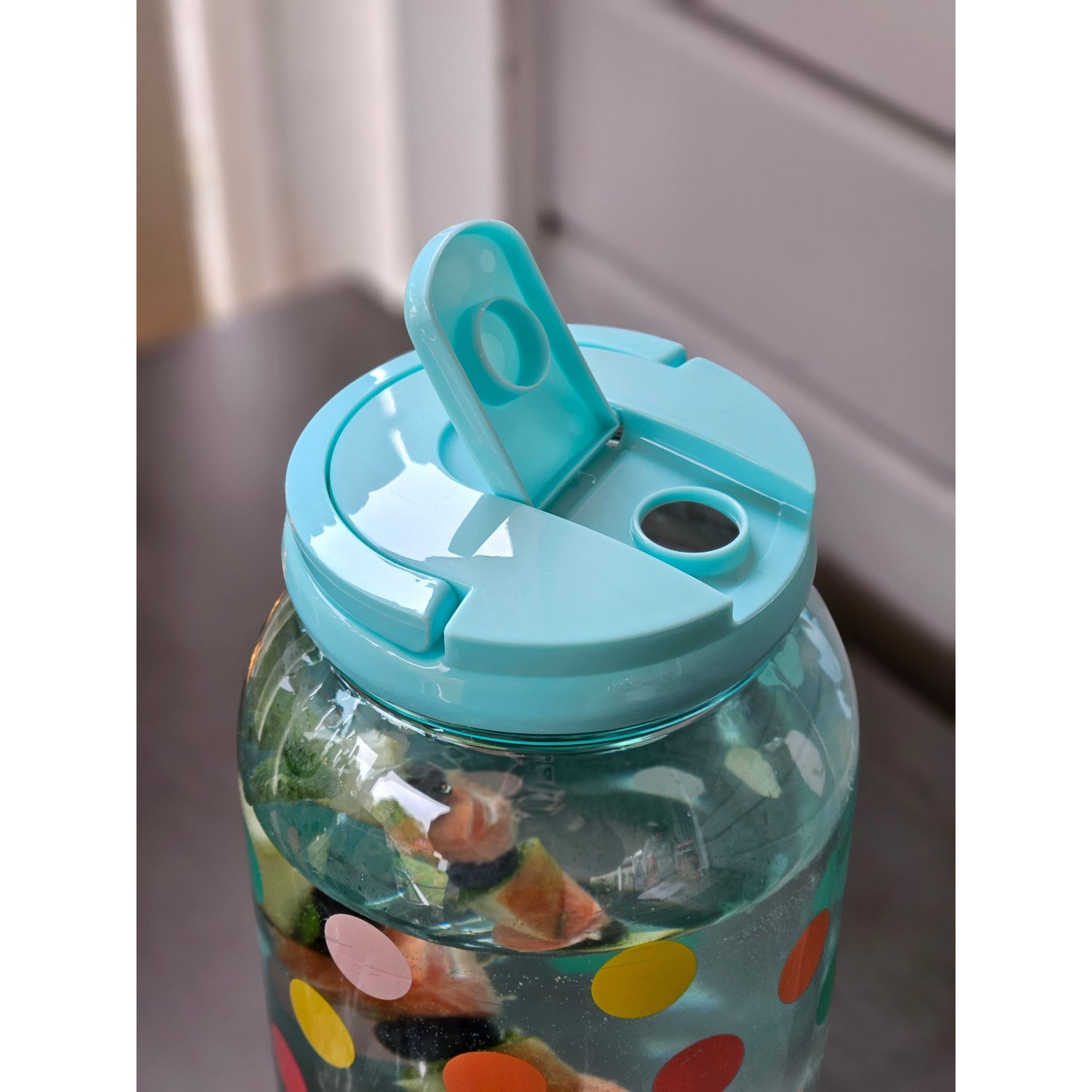 Juice dispenser drinks dispenser with tap 3.75 liters plastic water dispenser colorful dots TURQUOISE