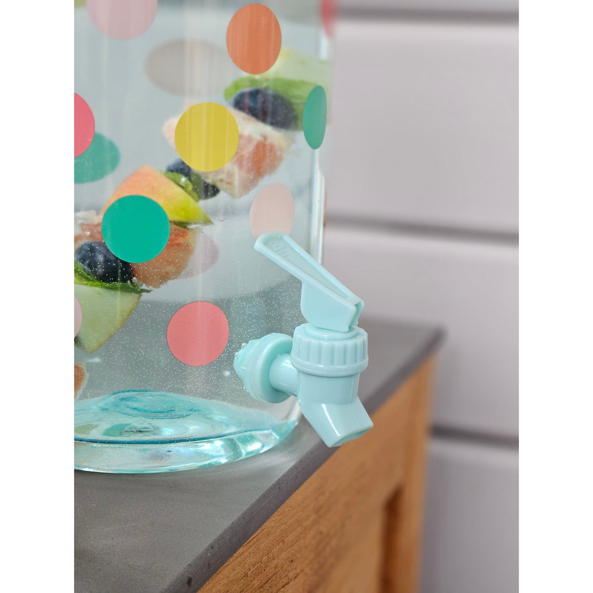 Juice dispenser drinks dispenser with tap 3.75 liters plastic water dispenser colorful dots TURQUOISE