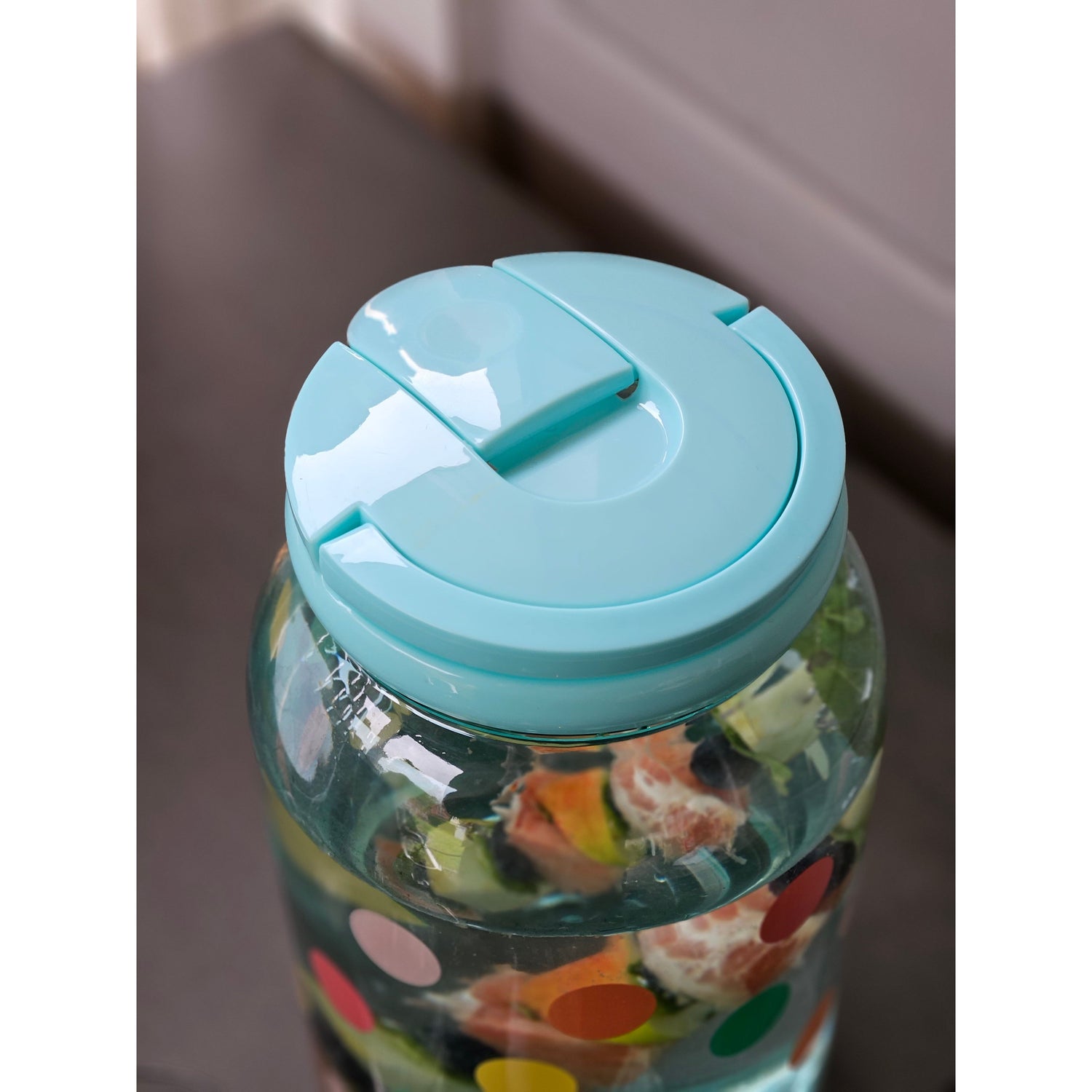 Juice dispenser drinks dispenser with tap 3.75 liters plastic water dispenser colorful dots TURQUOISE