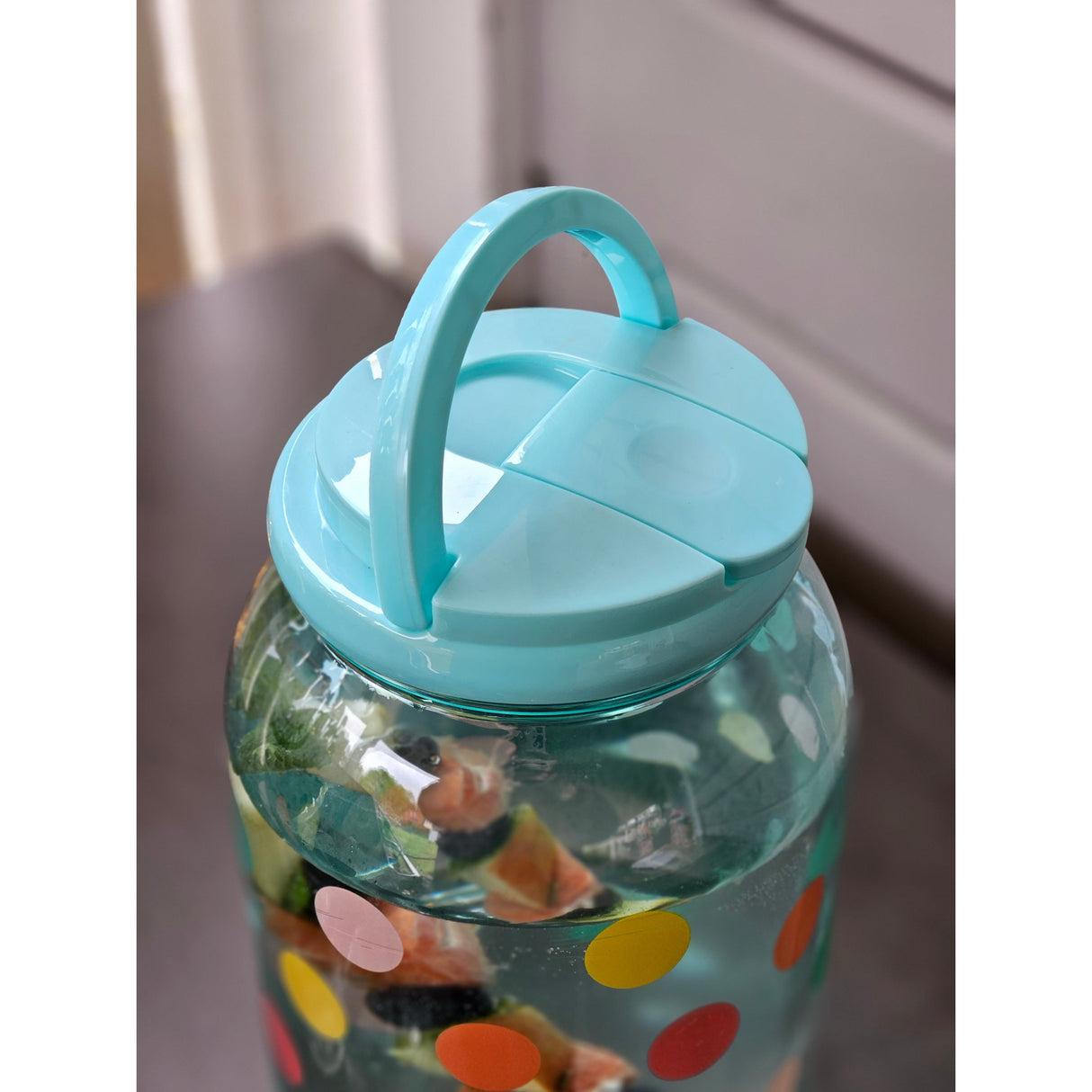 Juice dispenser drinks dispenser with tap 3.75 liters plastic water dispenser colorful dots TURQUOISE