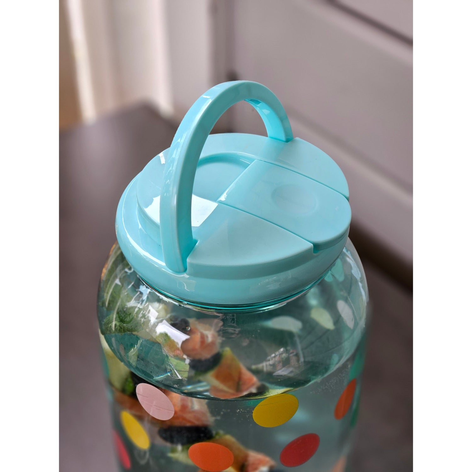 Juice dispenser drinks dispenser with tap 3.75 liters plastic water dispenser colorful dots TURQUOISE