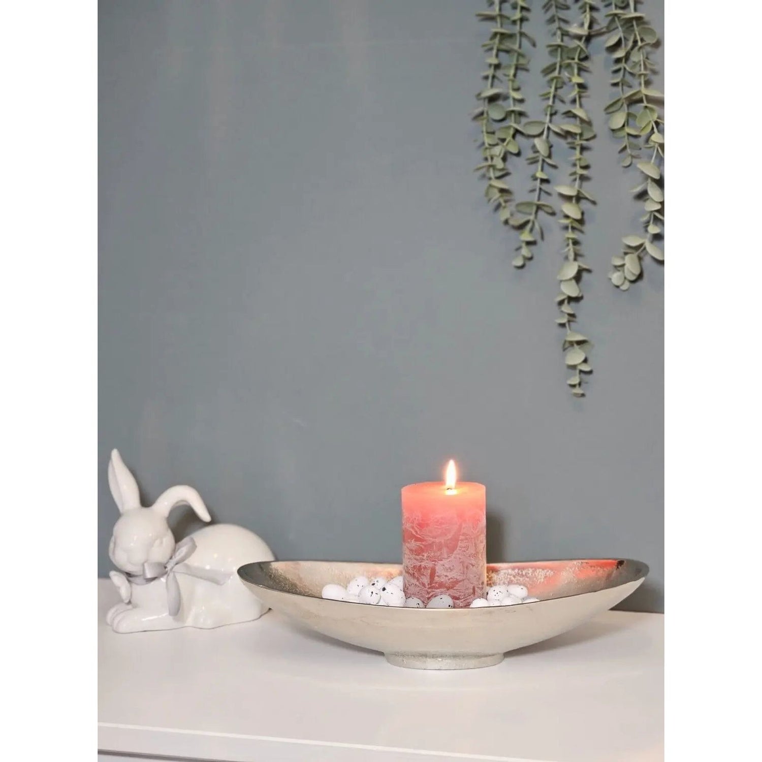 Decorative bowl metal silver bowl metal bowl oval decoration table decoration length 34 cm