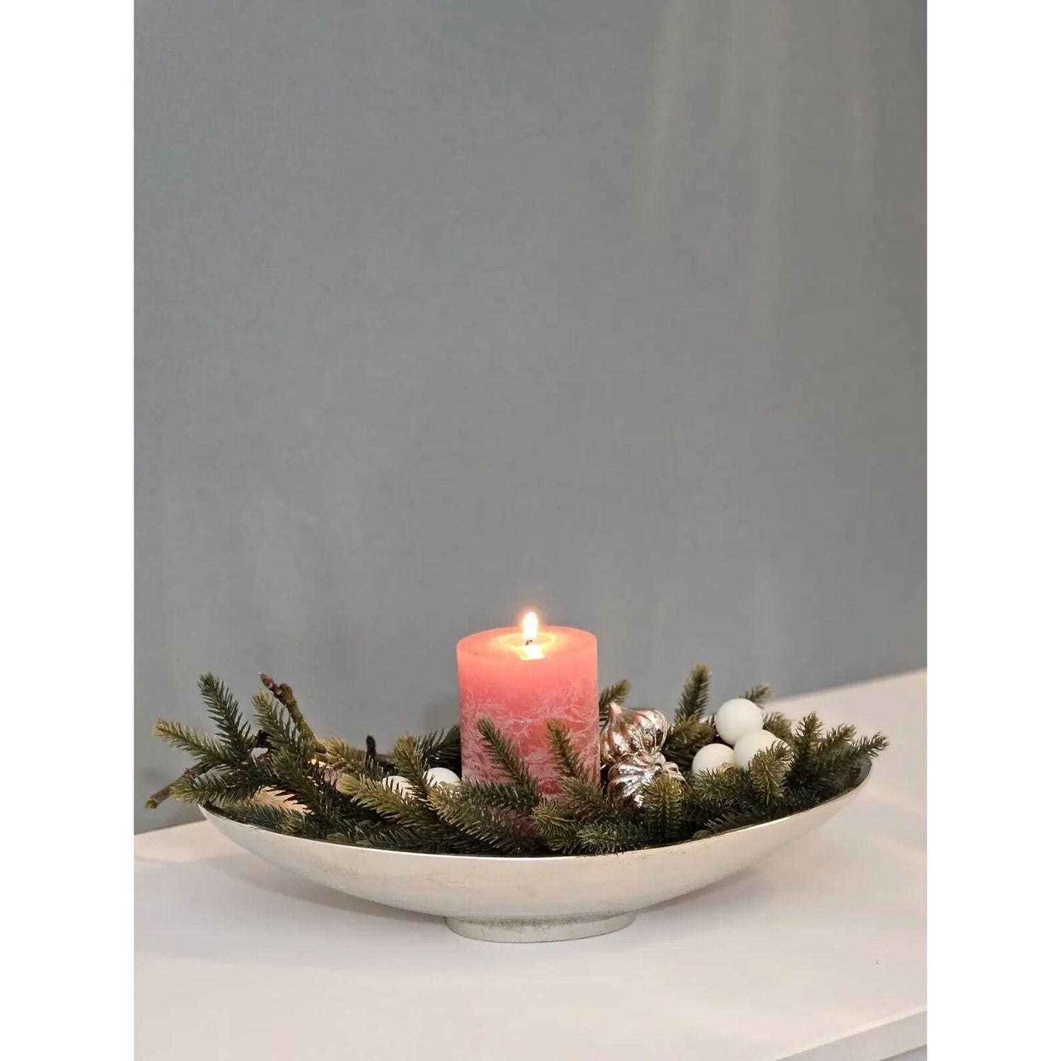 Decorative bowl metal silver bowl metal bowl oval decoration table decoration length 34 cm