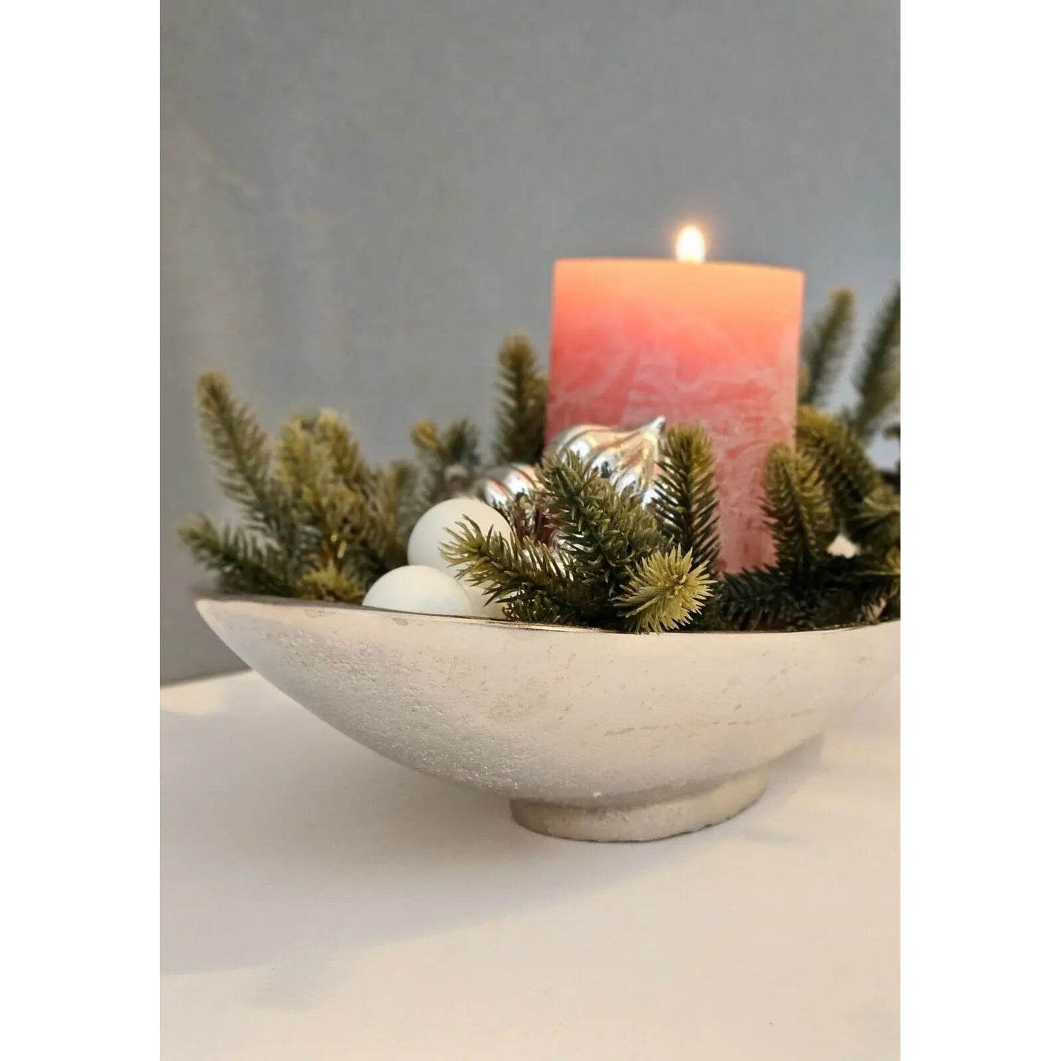 Decorative bowl metal silver bowl metal bowl oval decoration table decoration length 34 cm