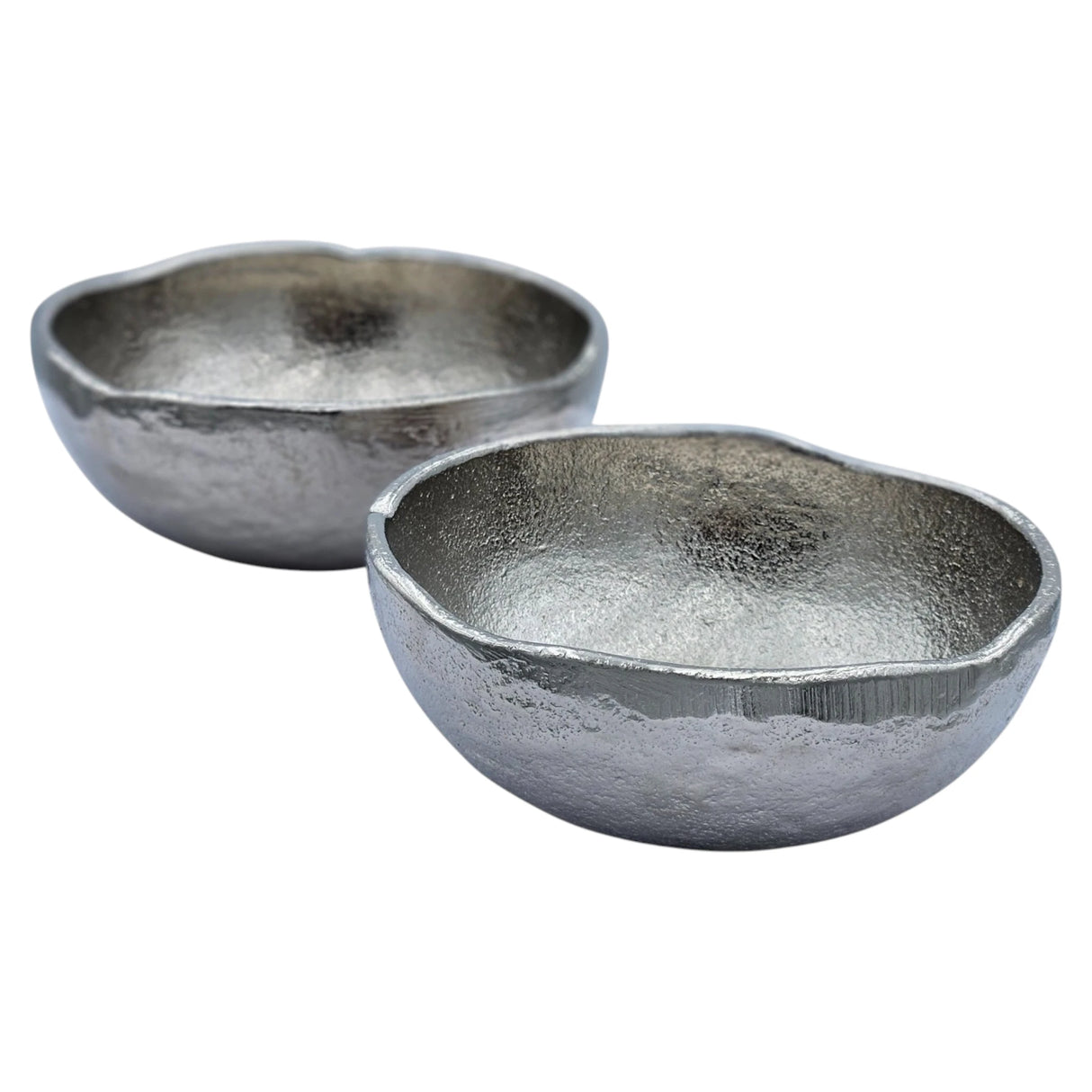 Metallschale klein Schälchen 2er Set Dekoschale Metallschale rund oval Kerzensand silber